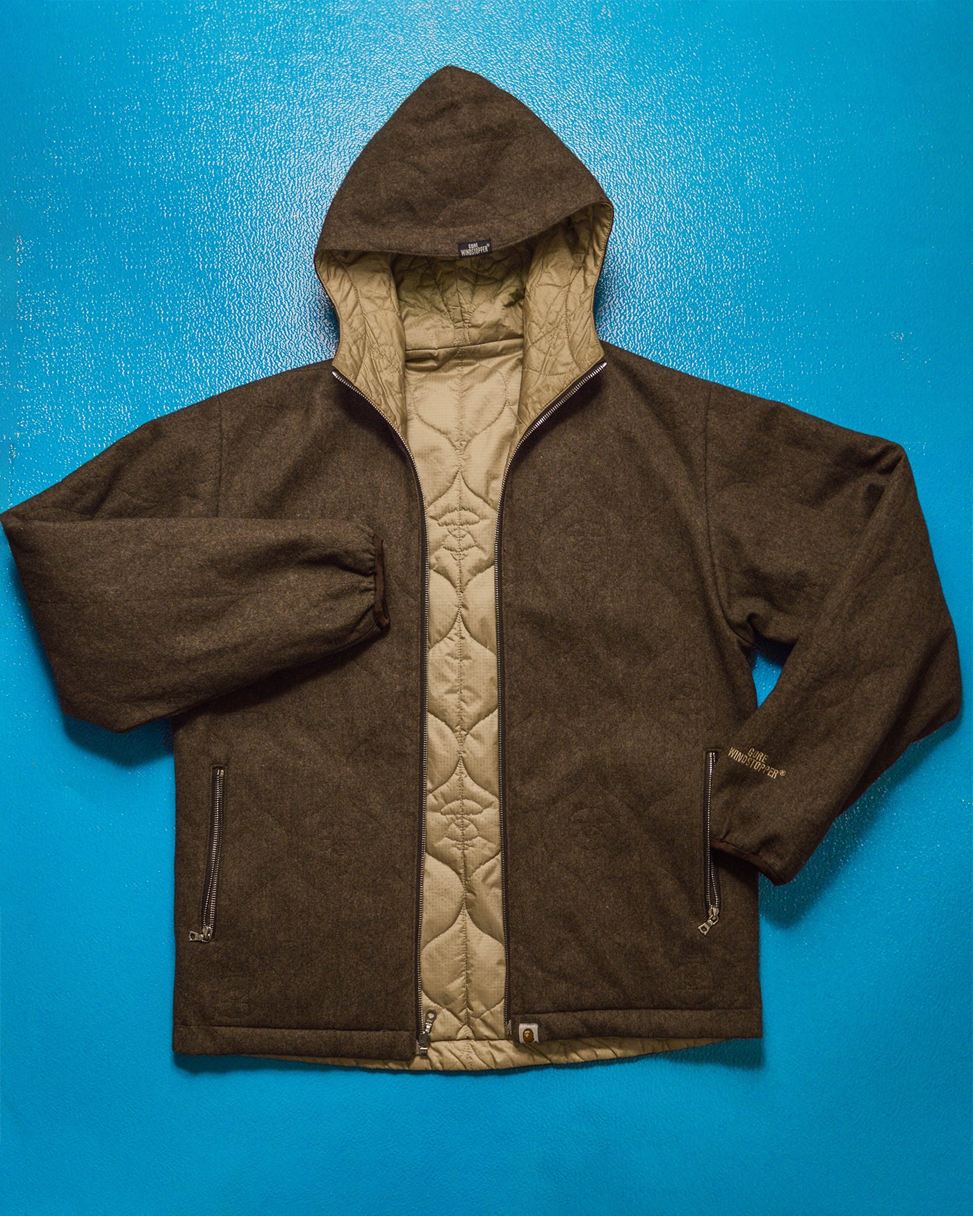 Gore Windstopper Reversible Onion Quilted Liner Military Liner Style Brown Beige Jacket (M~L)