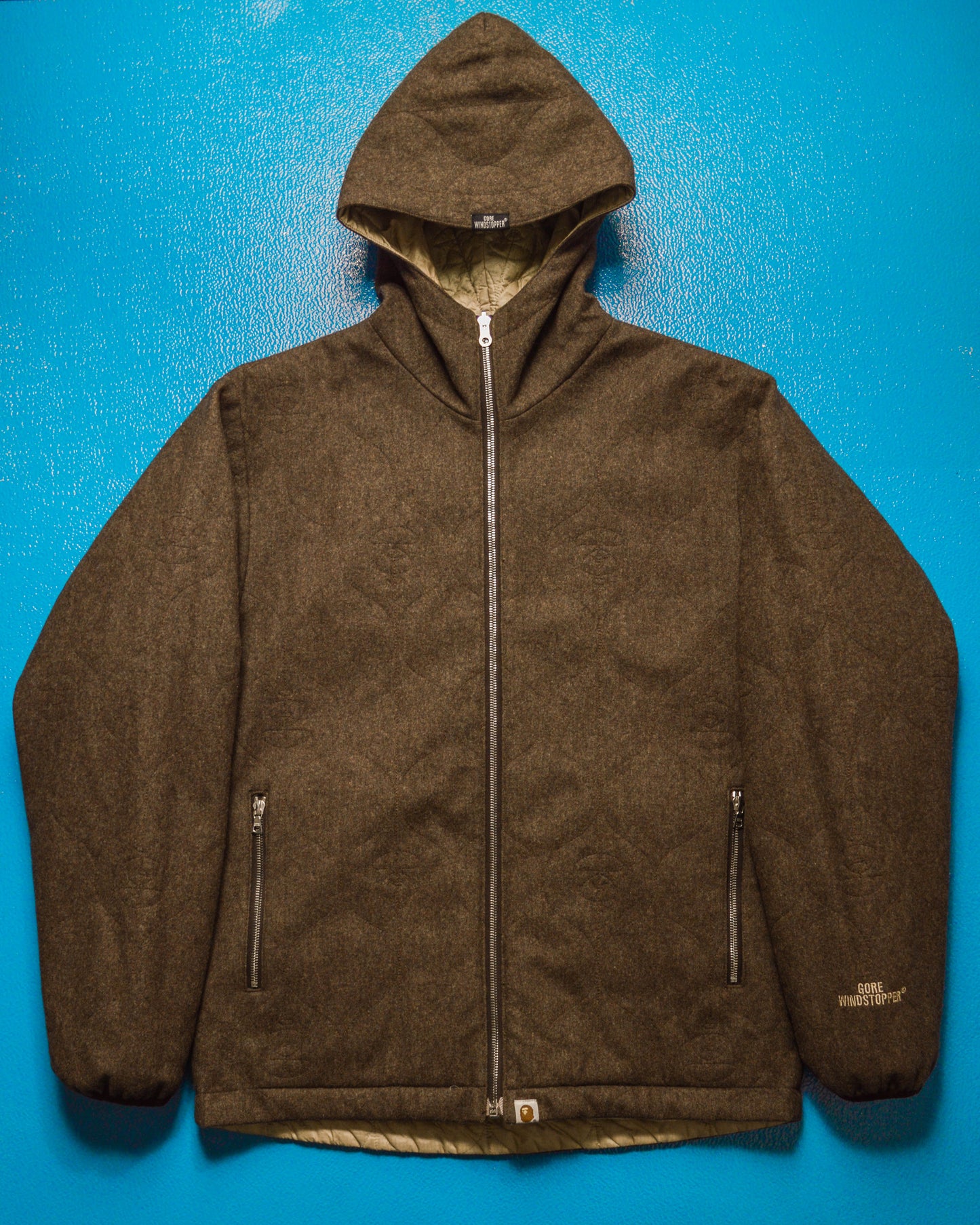 Gore Windstopper Reversible Onion Quilted Liner Military Liner Style Brown Beige Jacket (M~L)