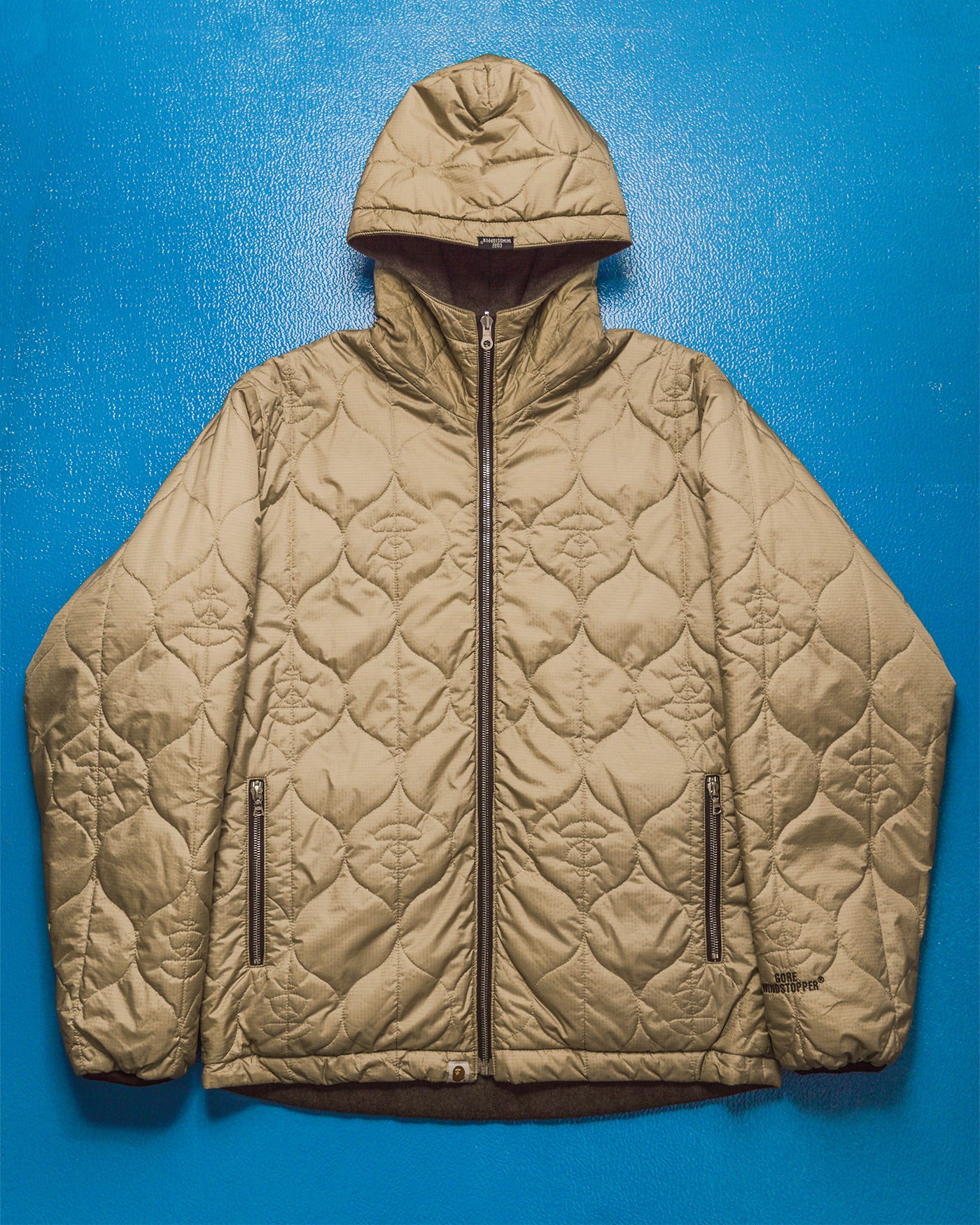 Gore Windstopper Reversible Onion Quilted Liner Military Liner Style Brown Beige Jacket (M~L)