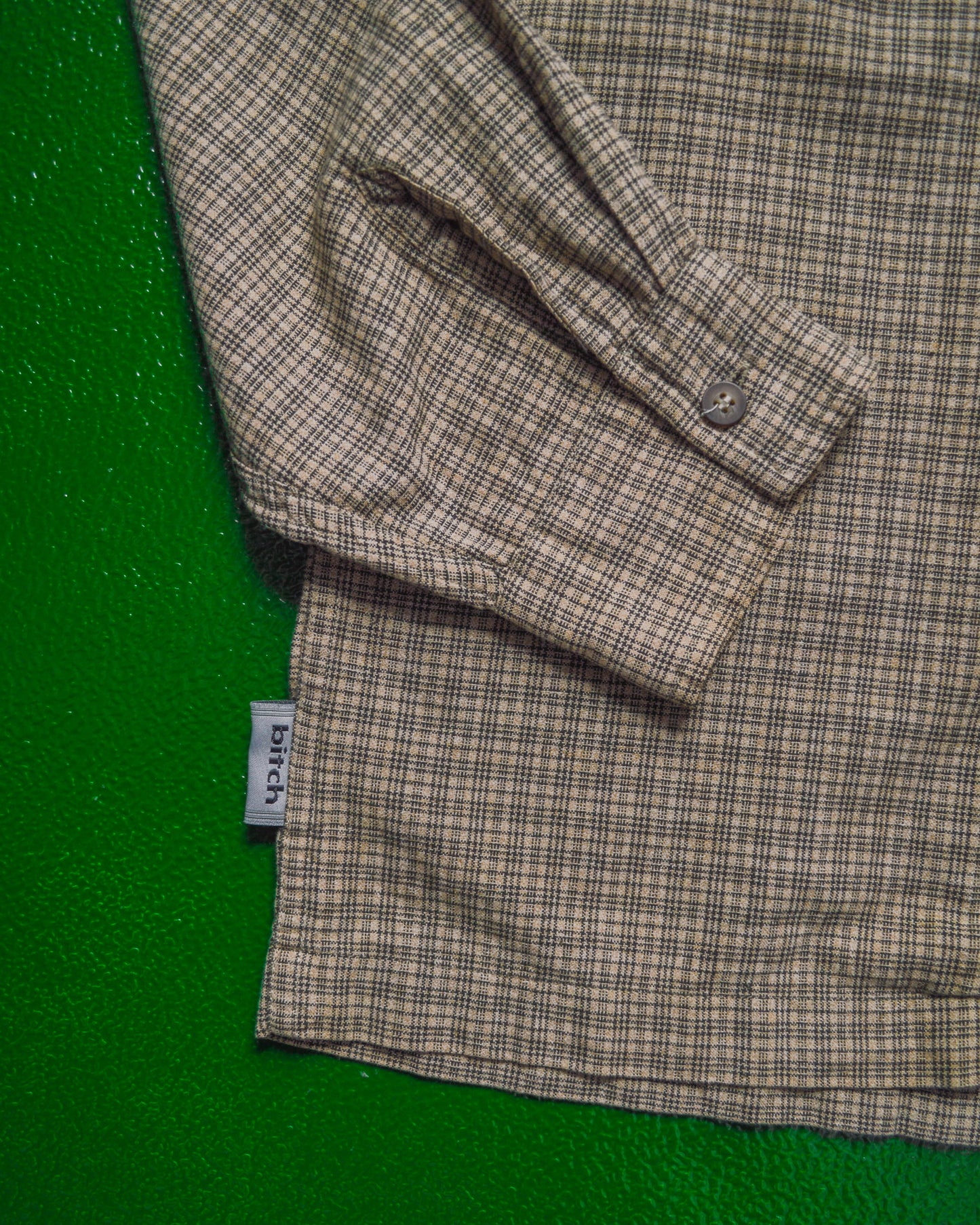 Tan Check Zip Up Overshirt (L)