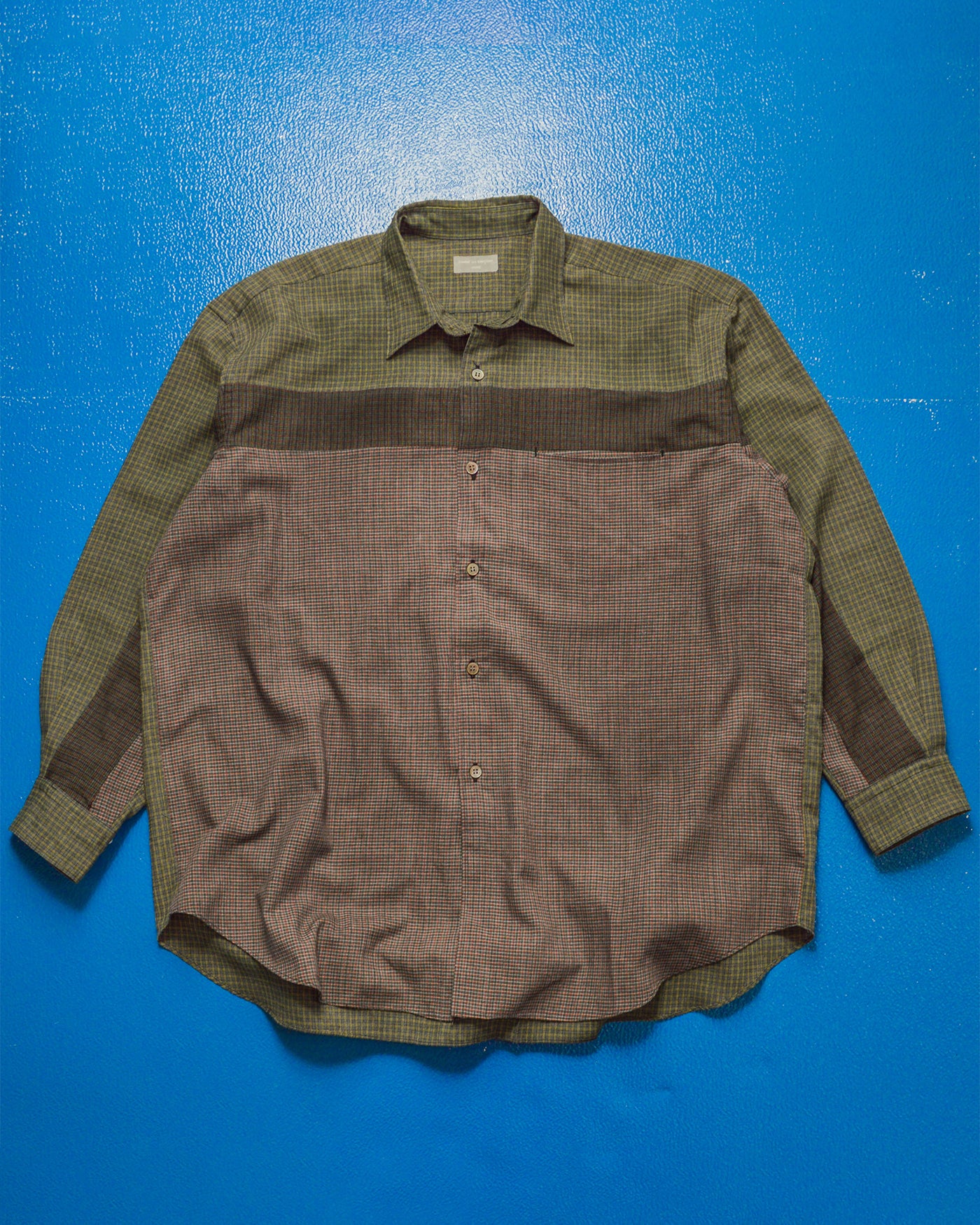 90s Mixed Plaid Panelled Shirt (L~XL)