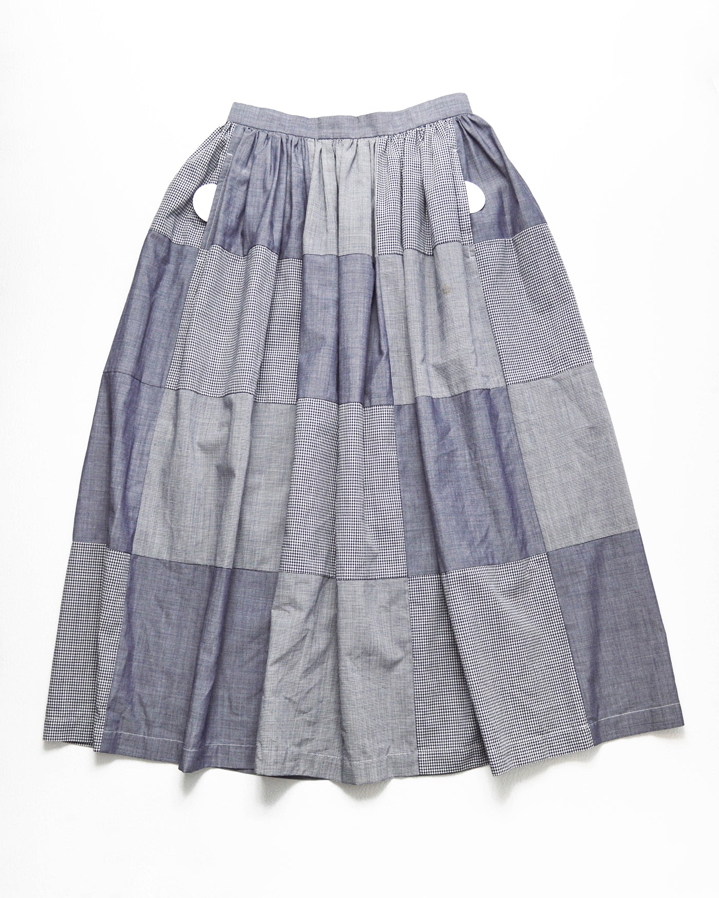2000 Blue Patchwork Midi Skirt (M)