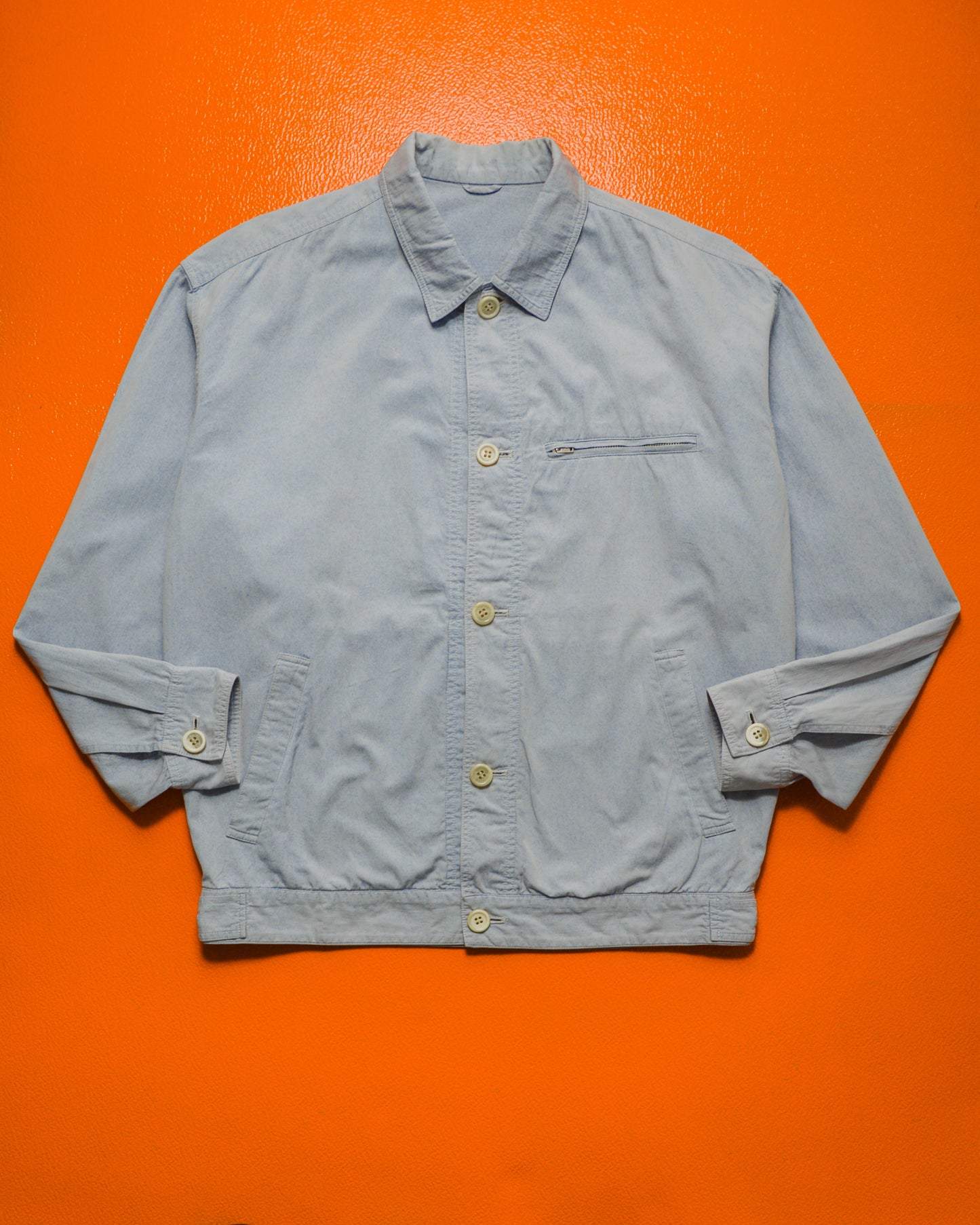 90s Pale Blue Relaxed Boxy Light Work Jacket (M)