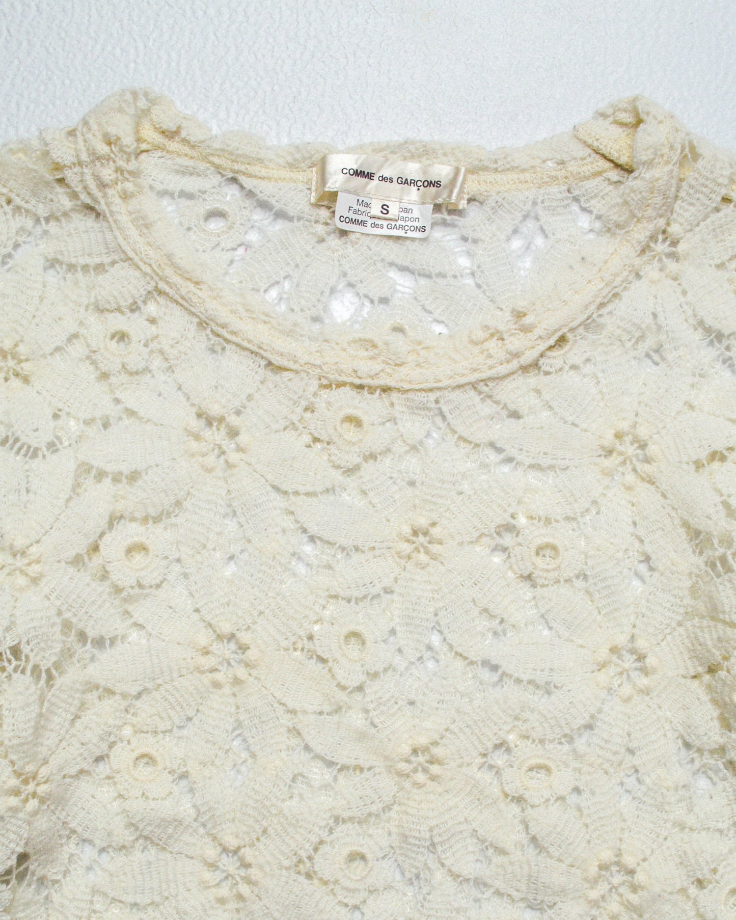 2015 Cream Floral Lace Longsleeve Wool Knit Top (S)