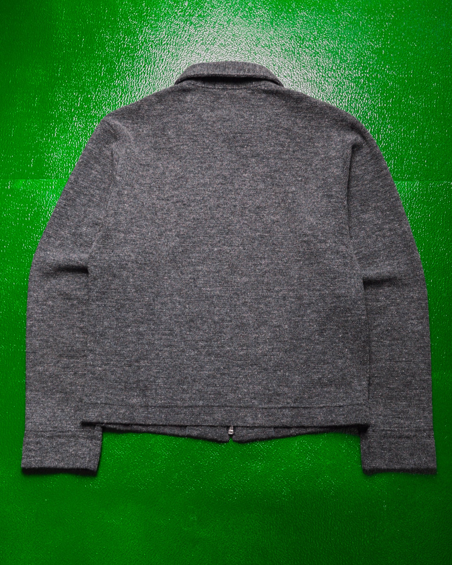 Grey Knit Collared Short Zip Up Jumper (~S~)