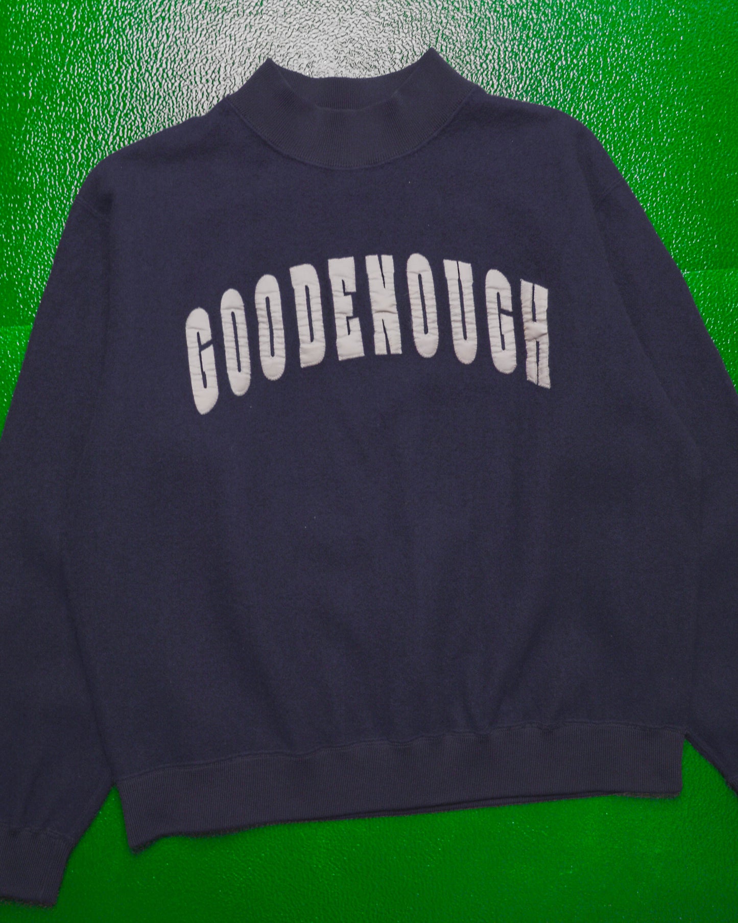 Navy Wool Spell-out Applique Mockneck Jumper (~S~)