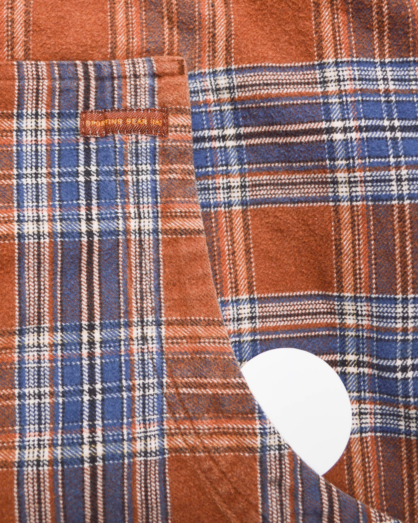 Brown Blue Plaid Asymmetrical Cargo Shirt (~M~)