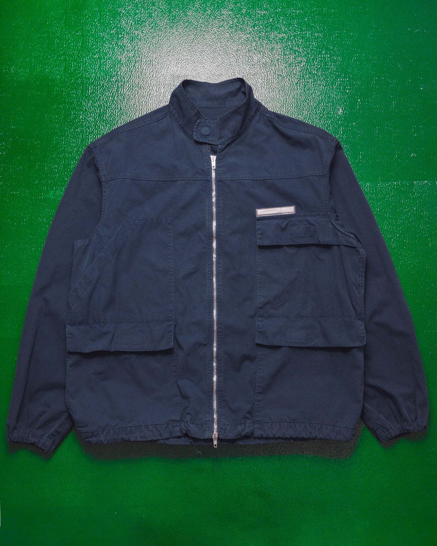 Asymmetrical Multi - Pocket Navy Work Jacket (M~L)