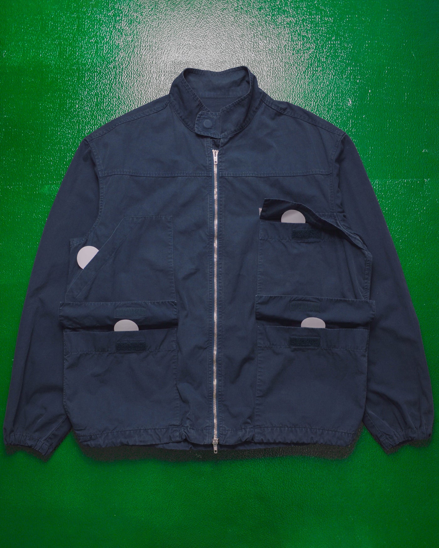 Asymmetrical Multi - Pocket Navy Work Jacket (M~L)