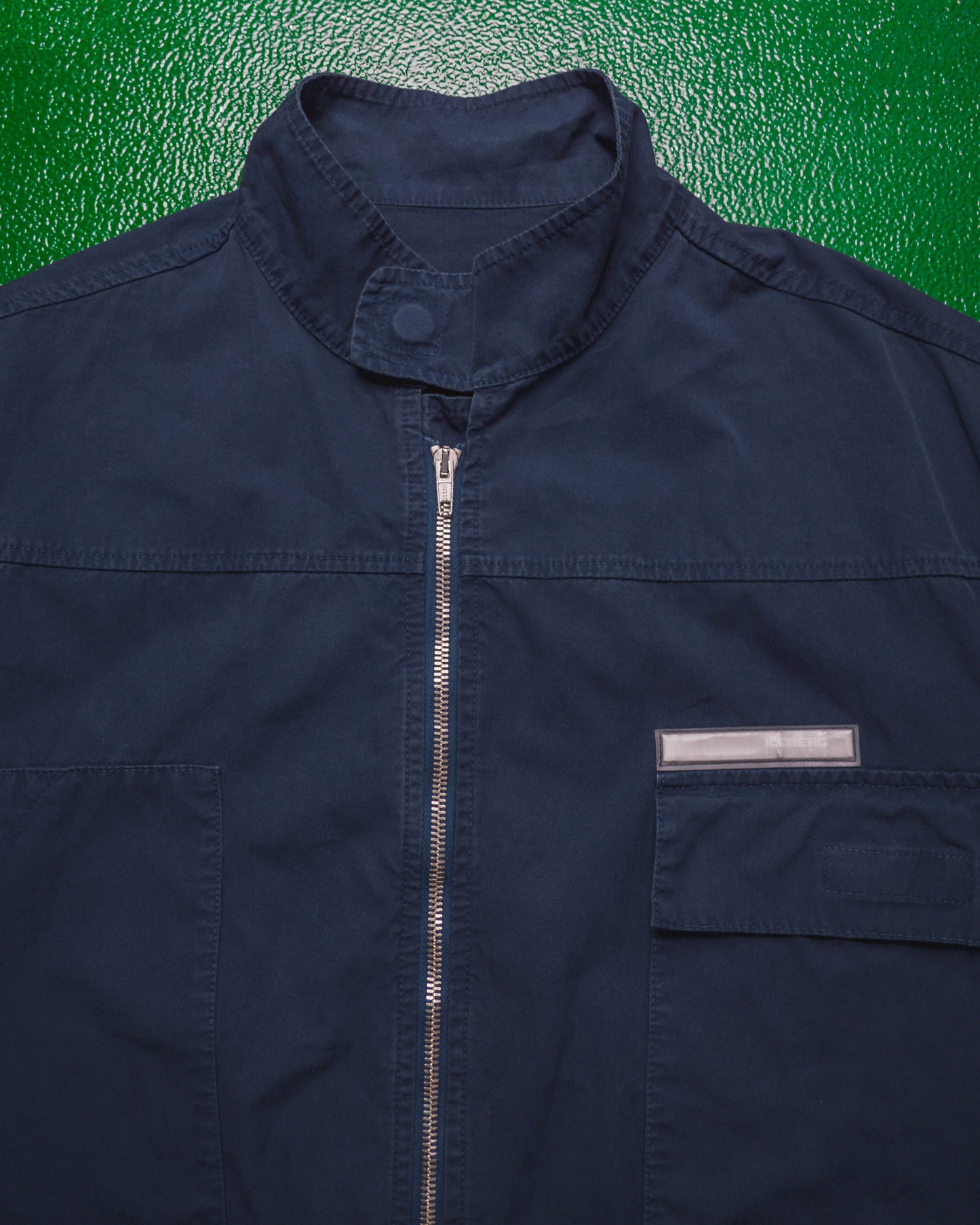 Asymmetrical Multi - Pocket Navy Work Jacket (M~L)