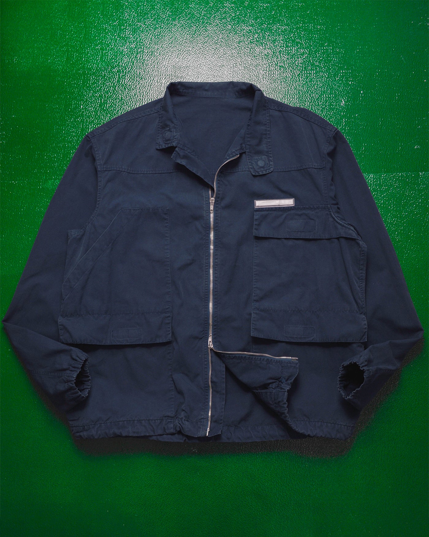 Asymmetrical Multi - Pocket Navy Work Jacket (M~L)
