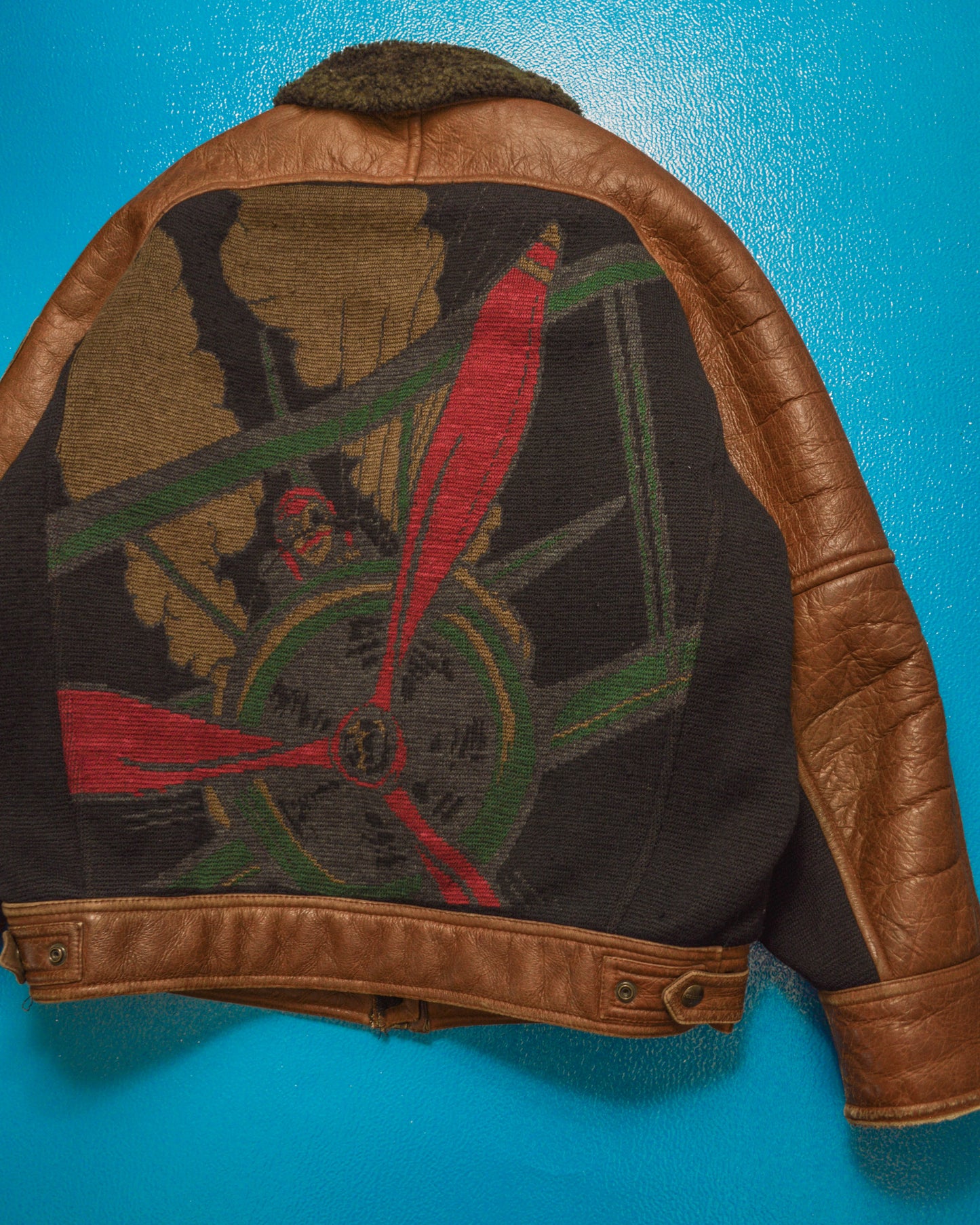 90s Fighter Pilot Wool Back Lamb Leather Shearling Jacket (L~XL)
