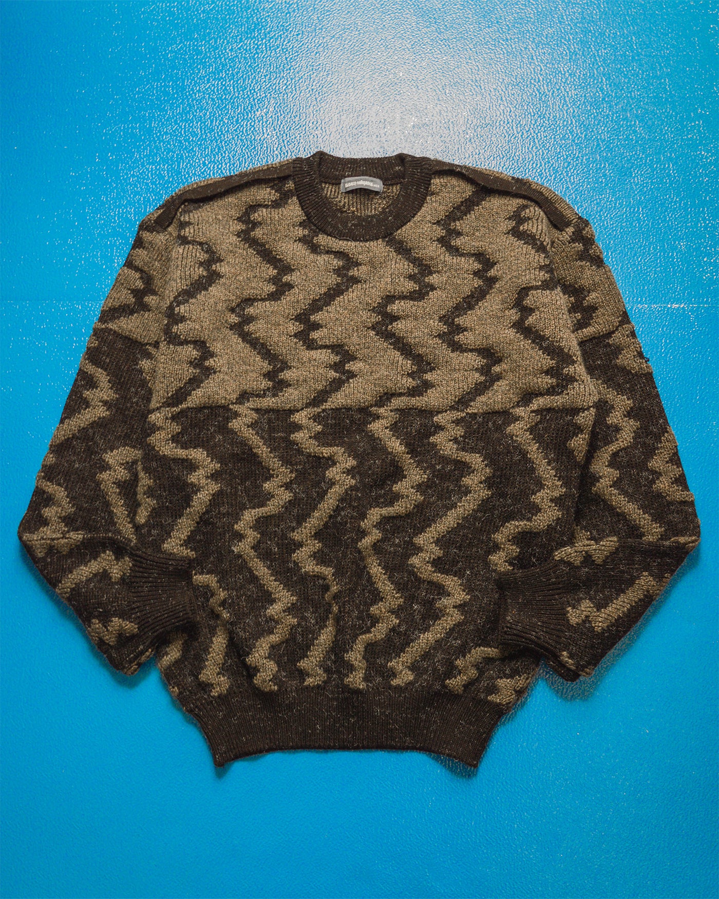 80s Glissade Style / Lightning Horizon / Zigzag Heavy Knit Jumper (M~L)