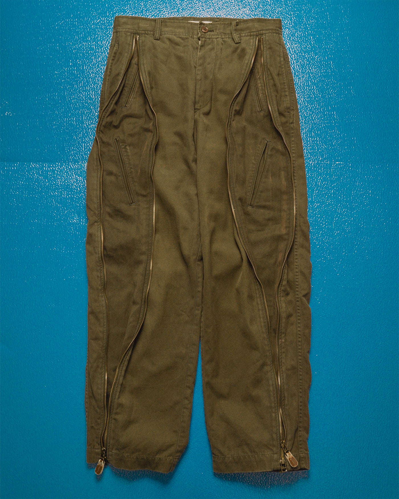 SS01 Concealed Pocket Full Zip Olive Cargo Pants (~28~)