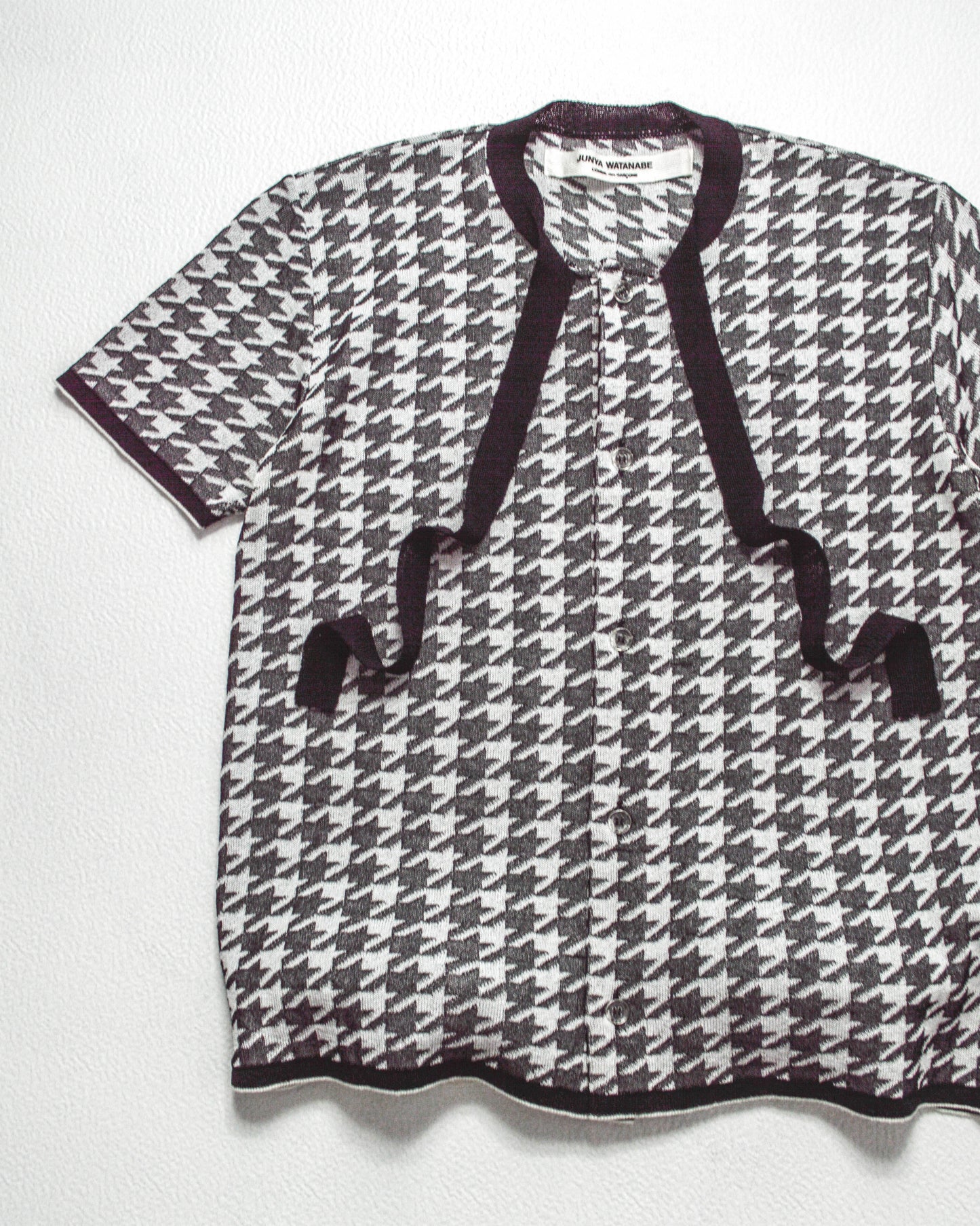 2000 Herringbone Pattern Button Up Blouse Top