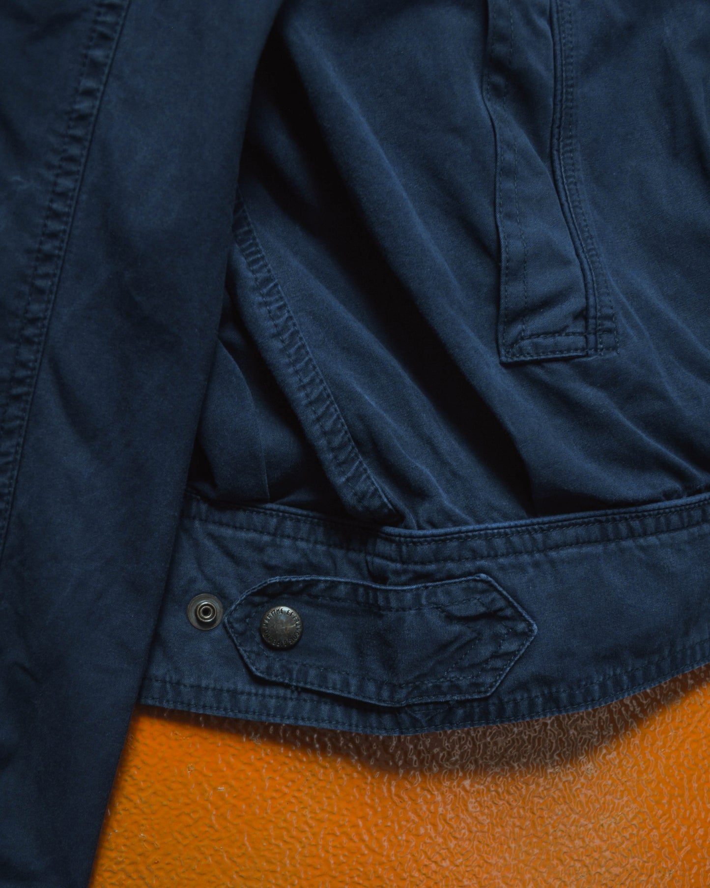 Cropped Navy Pleated Double Detachable Collar Work Jacket (S~M)
