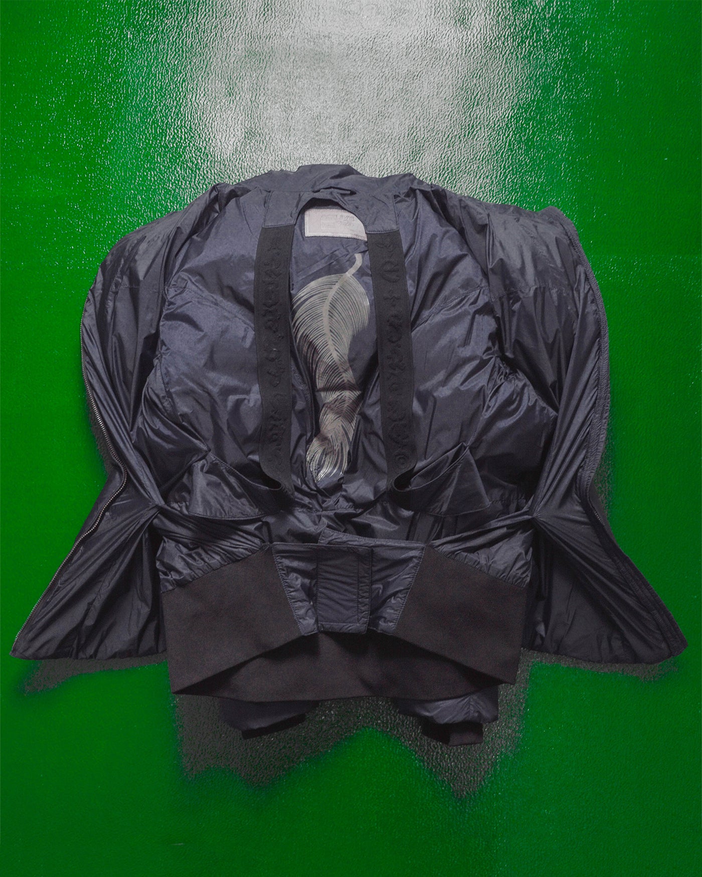 Actlive Subversive Butterfly Panel Navy Fur Trim Back Pack Strap Puffer Jacket (42)