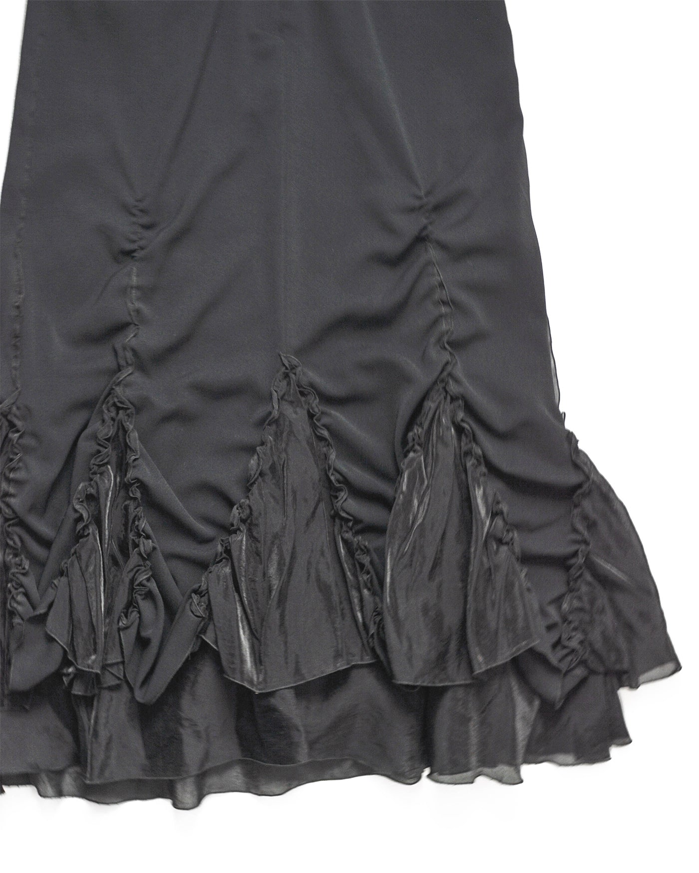 Tonal Black Ruched  Frilly Hem Tonal Skirt (30)
