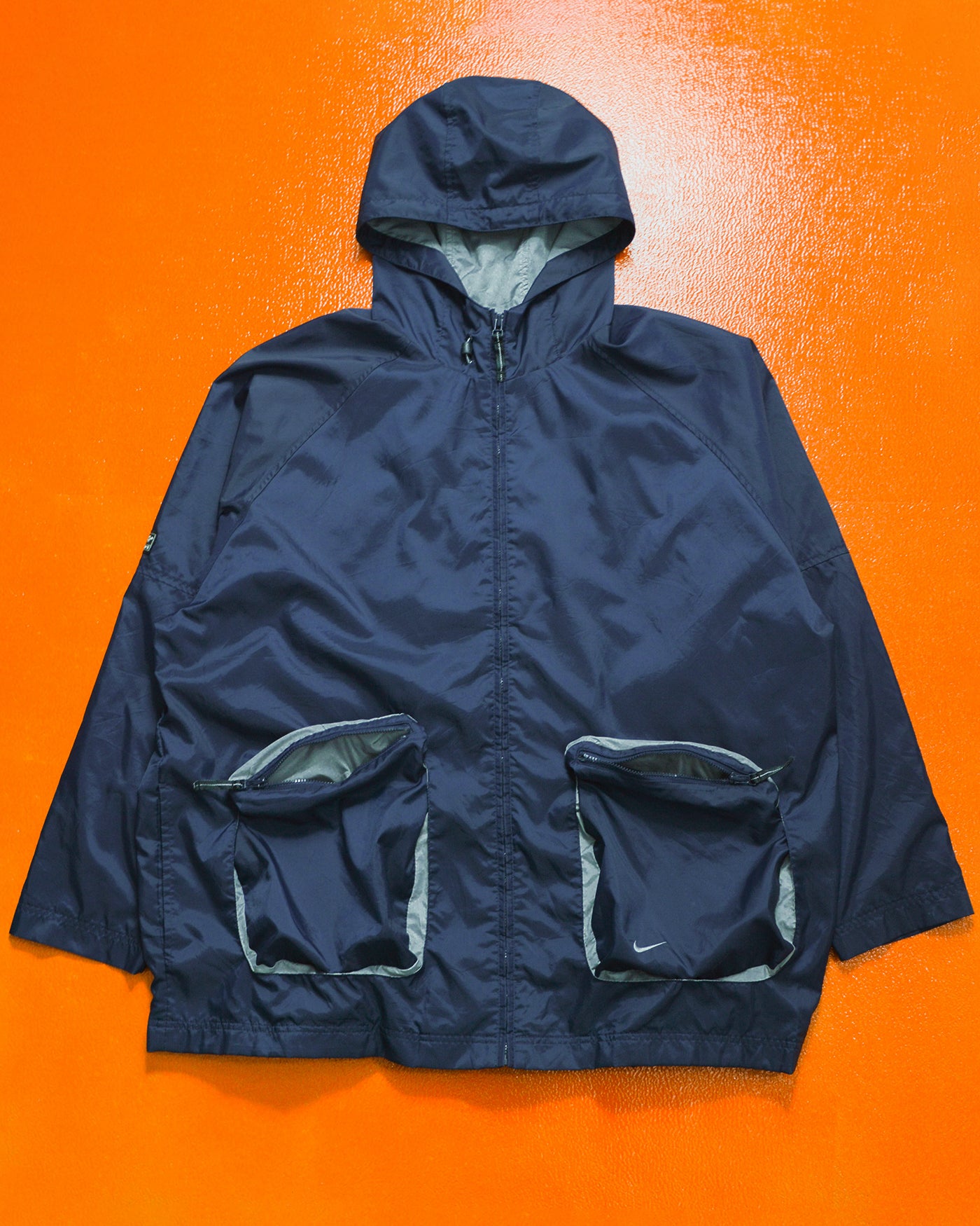Fall 2000 Egg Cell Style Nylon Navy Windbreaker Jacket (XL)
