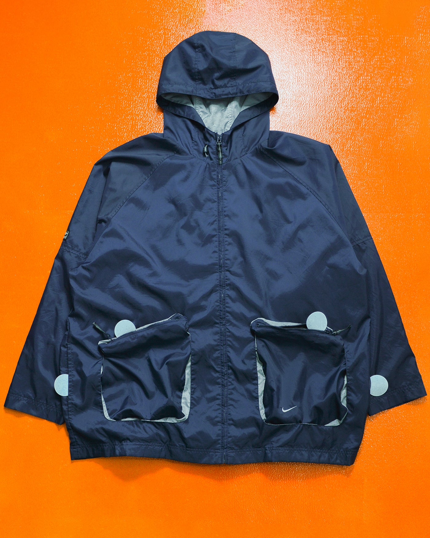 Fall 2000 Egg Cell Style Nylon Navy Windbreaker Jacket (XL)
