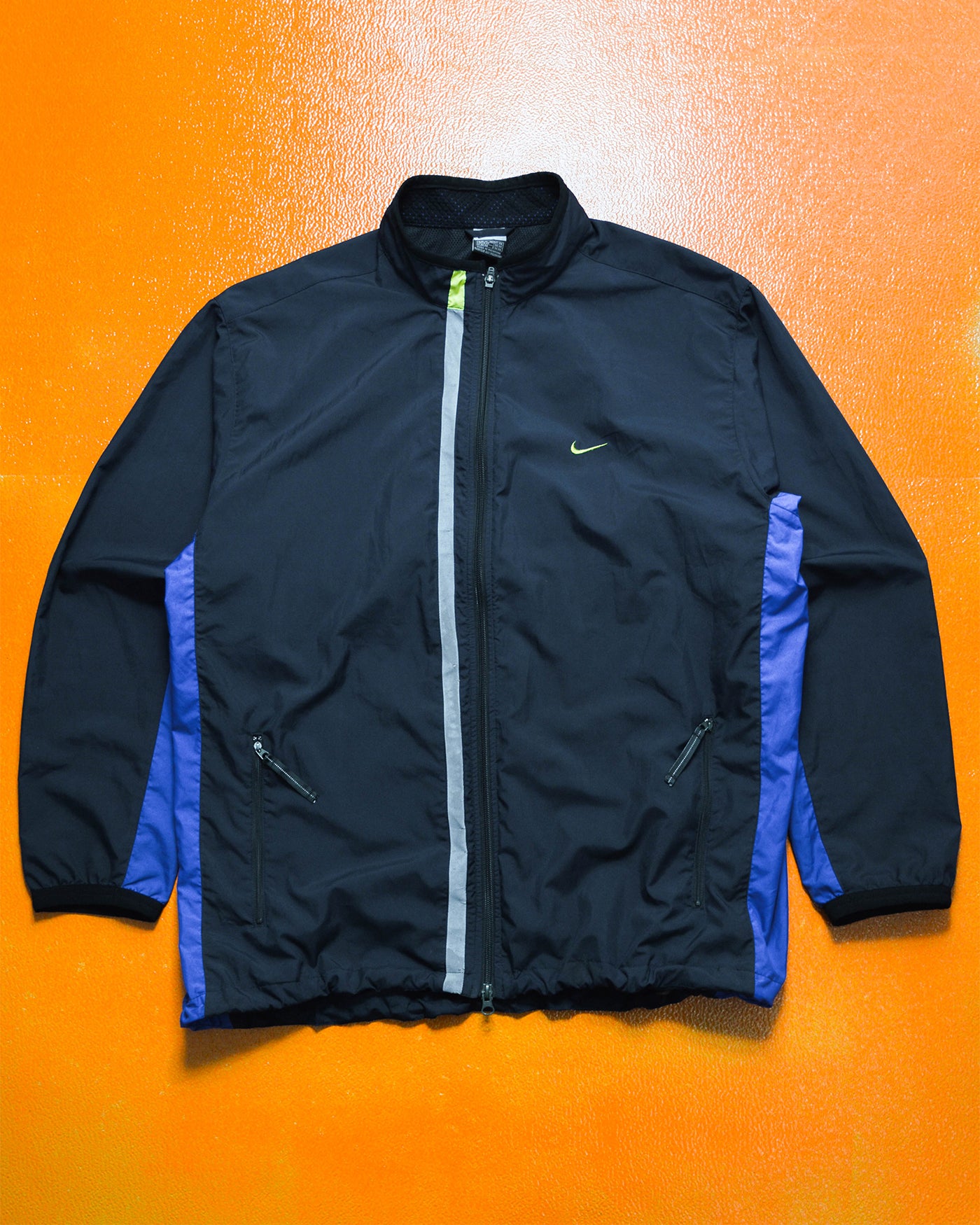 Fall 2001 Reflective Lapel Strip Navy Purple Lime Track Jacket (XL)