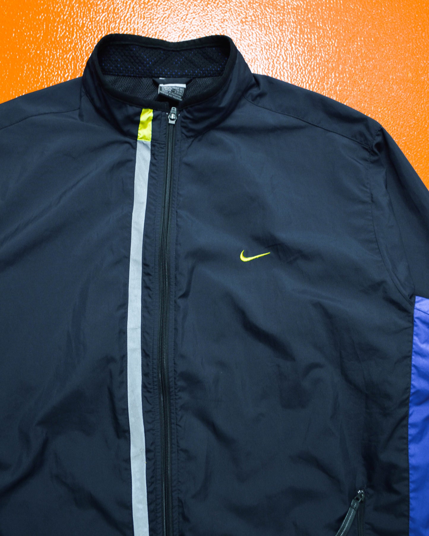 Fall 2001 Reflective Lapel Strip Navy Purple Lime Track Jacket (XL)