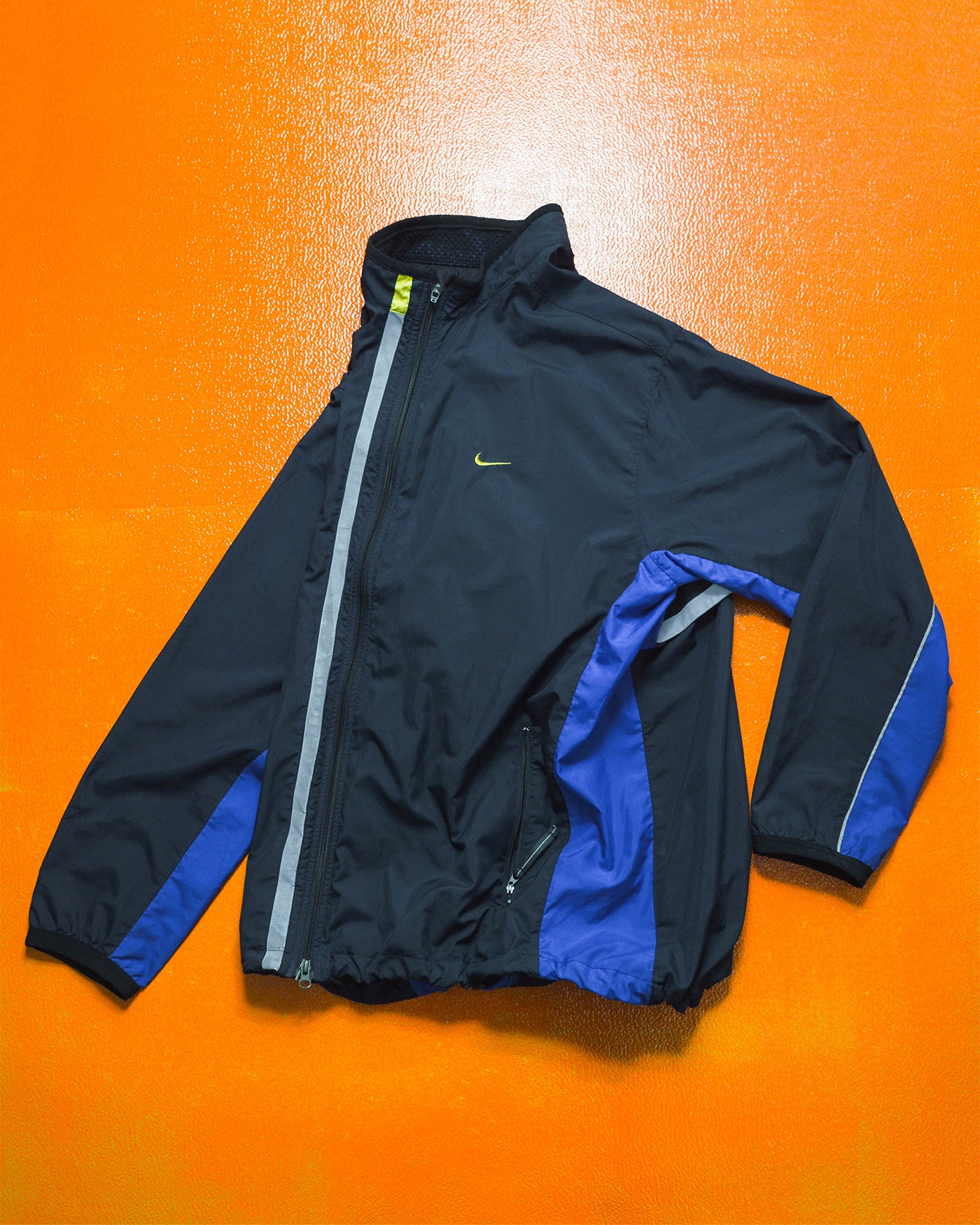 Fall 2001 Reflective Lapel Strip Navy Purple Lime Track Jacket (XL)