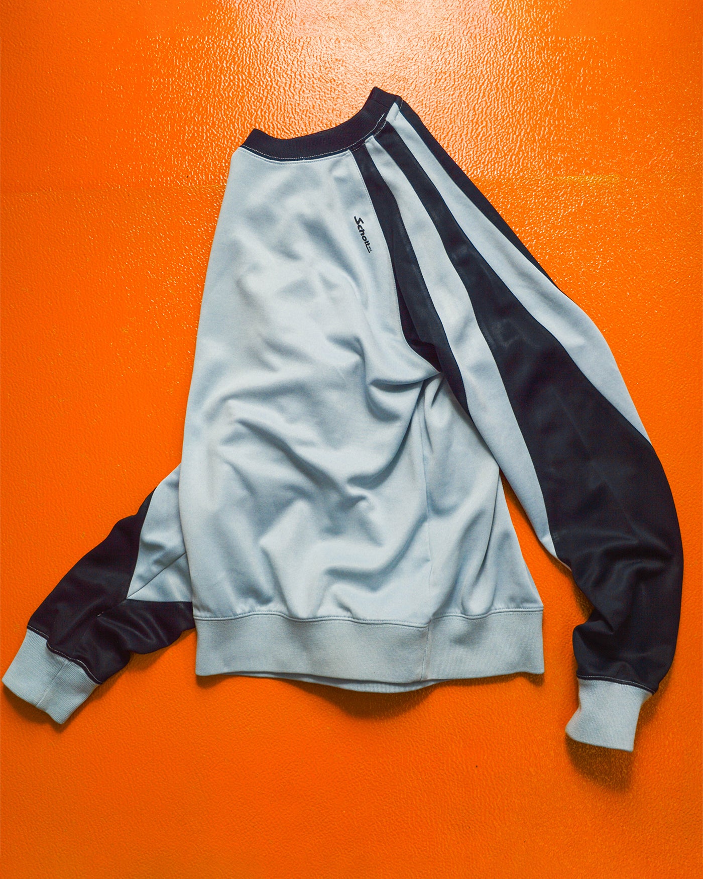Baby Blue Deep Navy Curved Sleeve Panelled Long-sleeved Athletic Top (~S~)