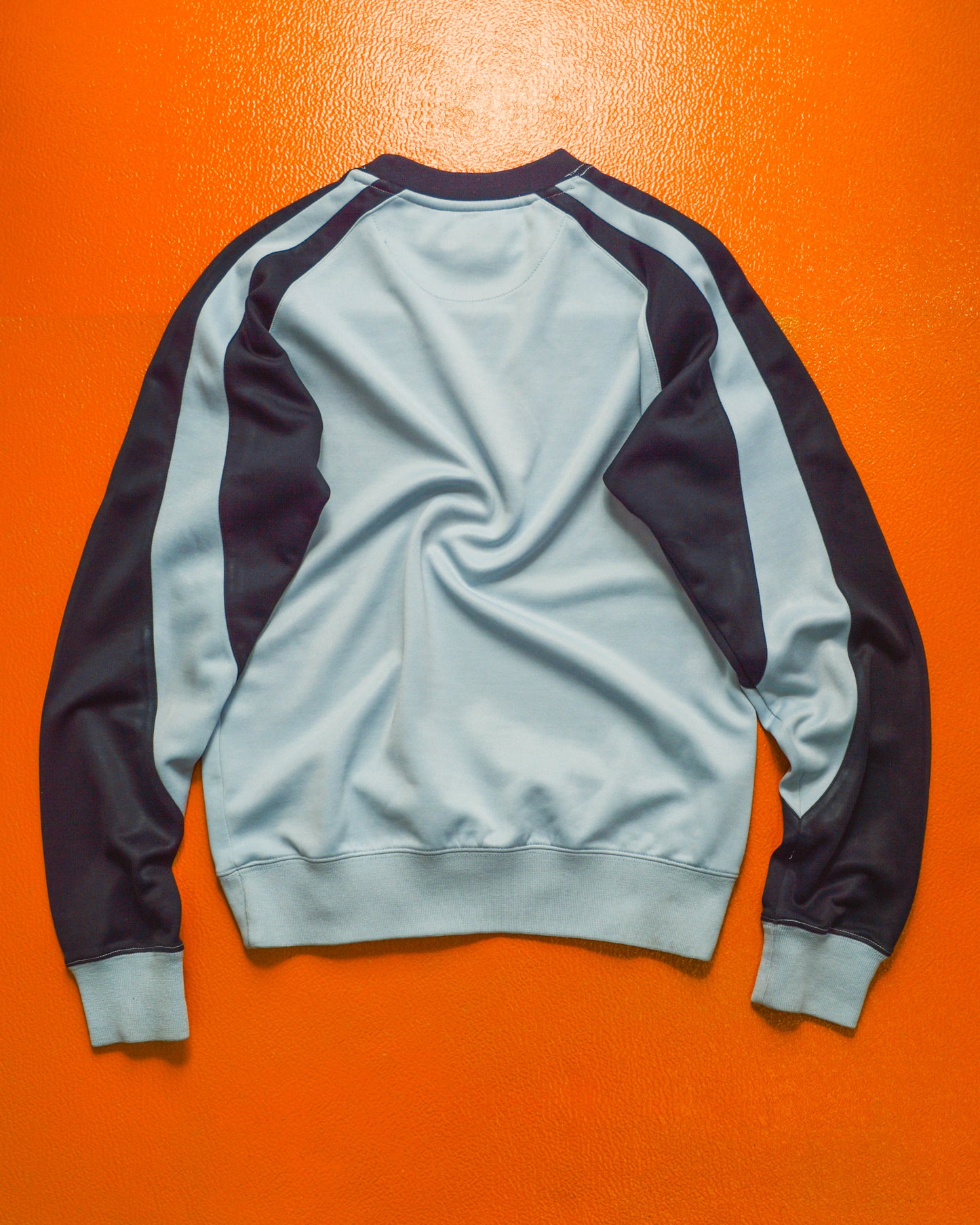 Baby Blue Deep Navy Curved Sleeve Panelled Long-sleeved Athletic Top (~S~)