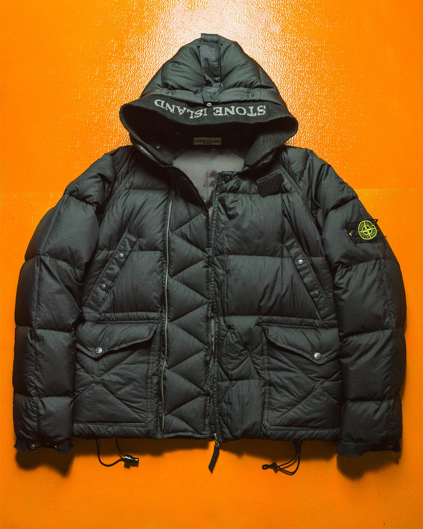 Stone Island AW07 Opaque Black Nylon Tela Mesh Badge Goose Down