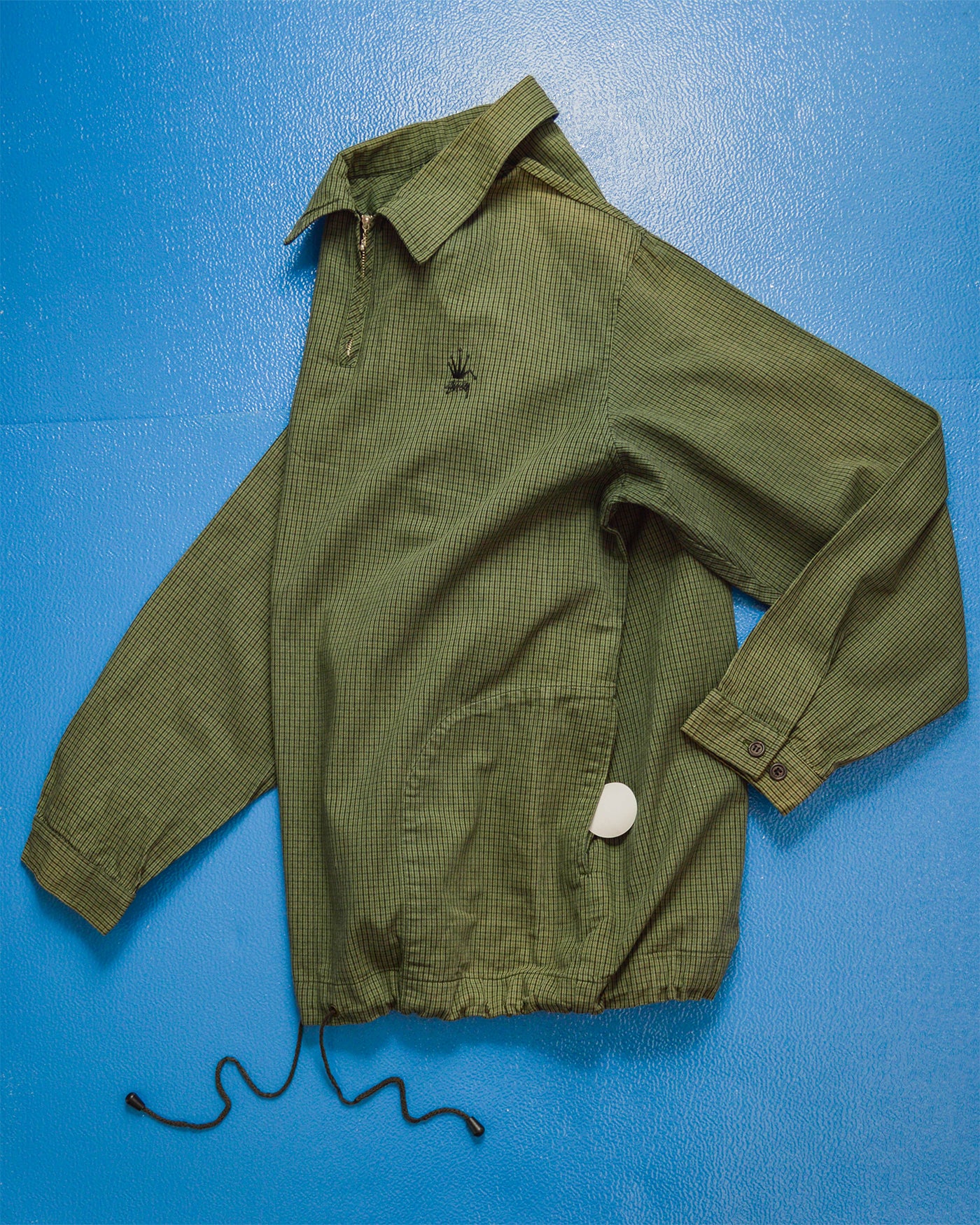 80s Bent Crown Quarter Zip Green Plaid Pullover (~XL~)