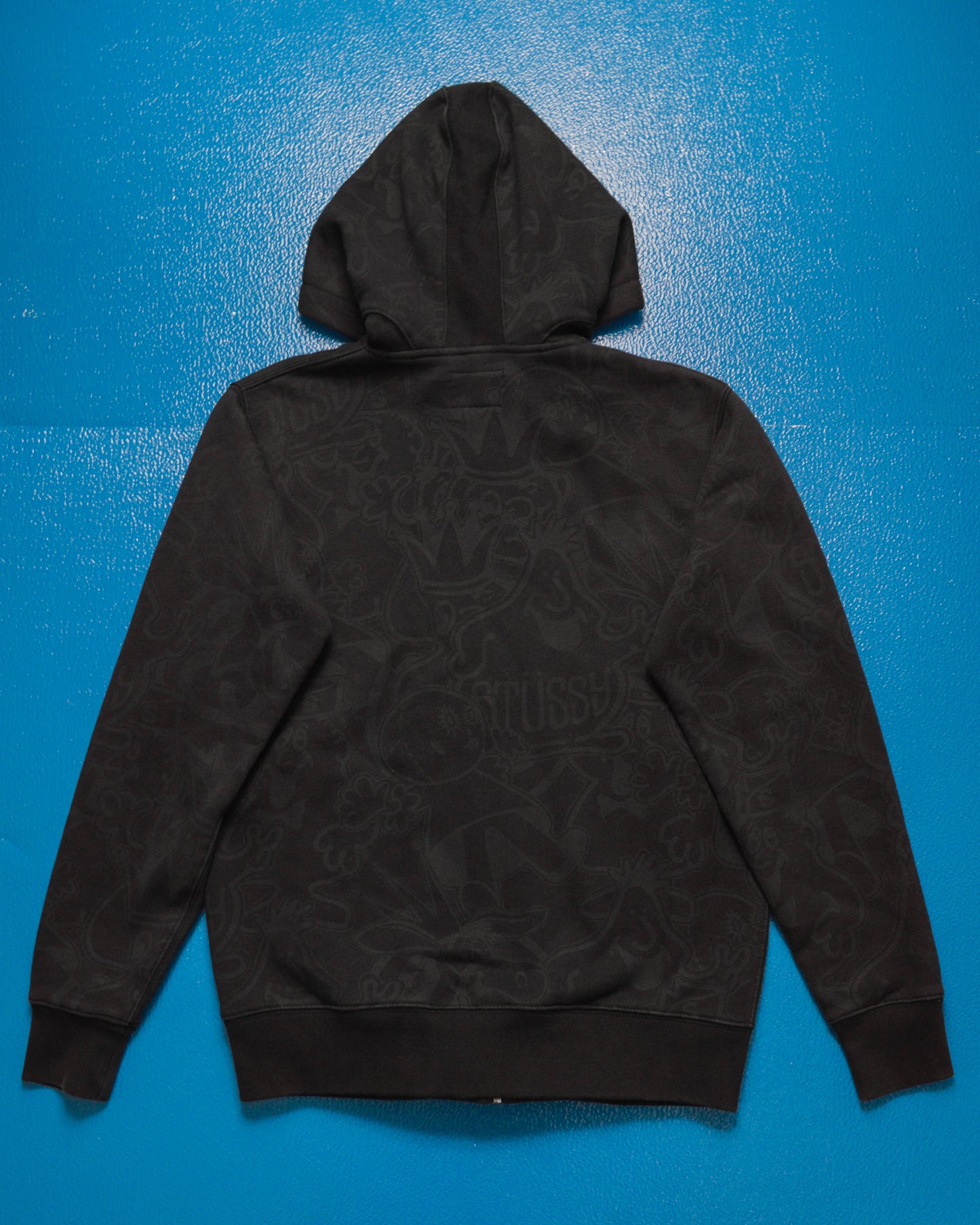 Black Tonal Allover Graphic Print Hoody (S)