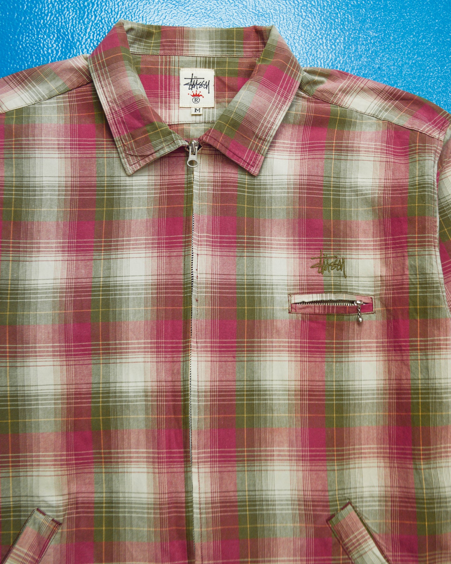 Early 90s Green Magenta Plaid Zip Up Work Jacket (~L~)