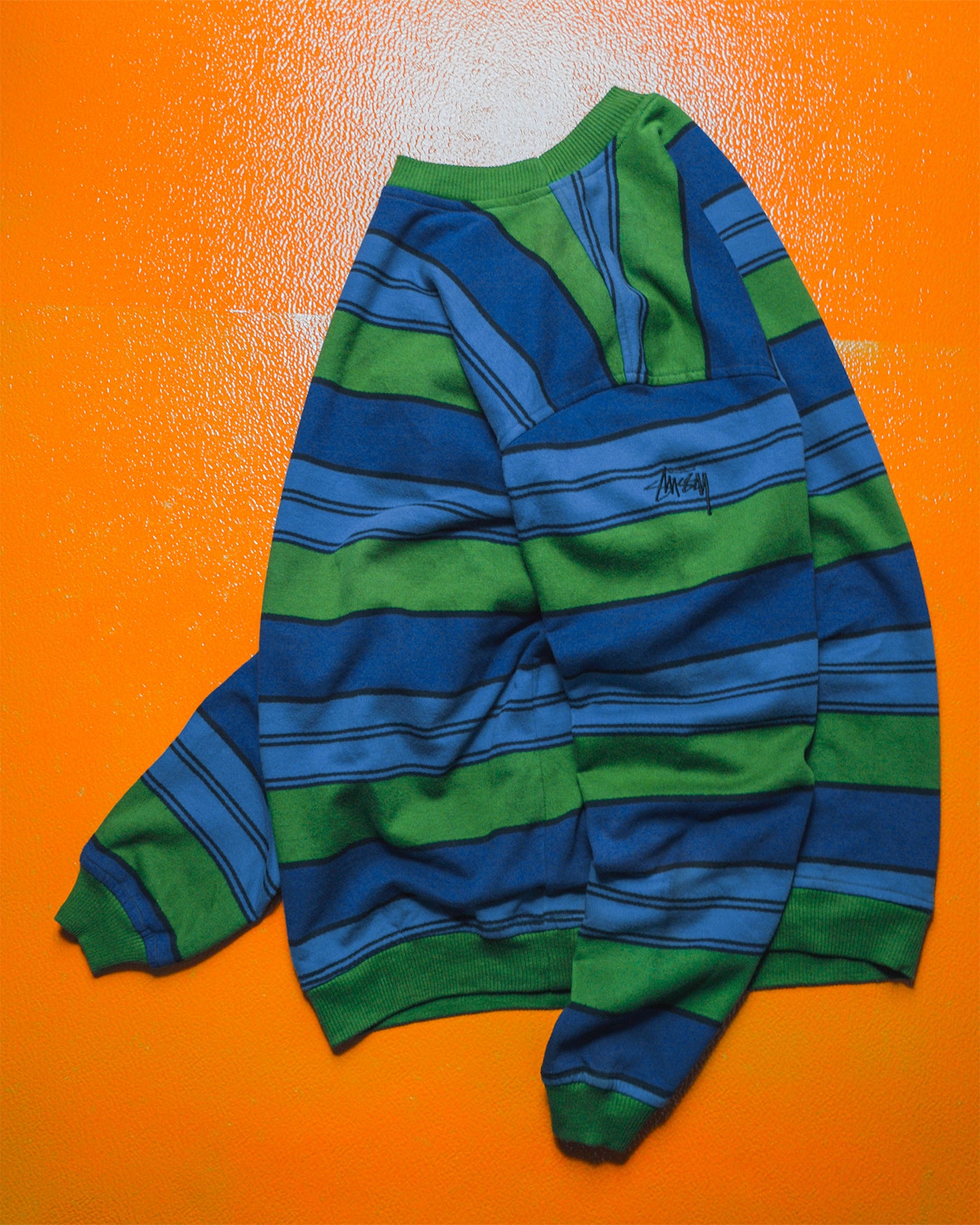 90s Blue Green Striped Jumper (L)