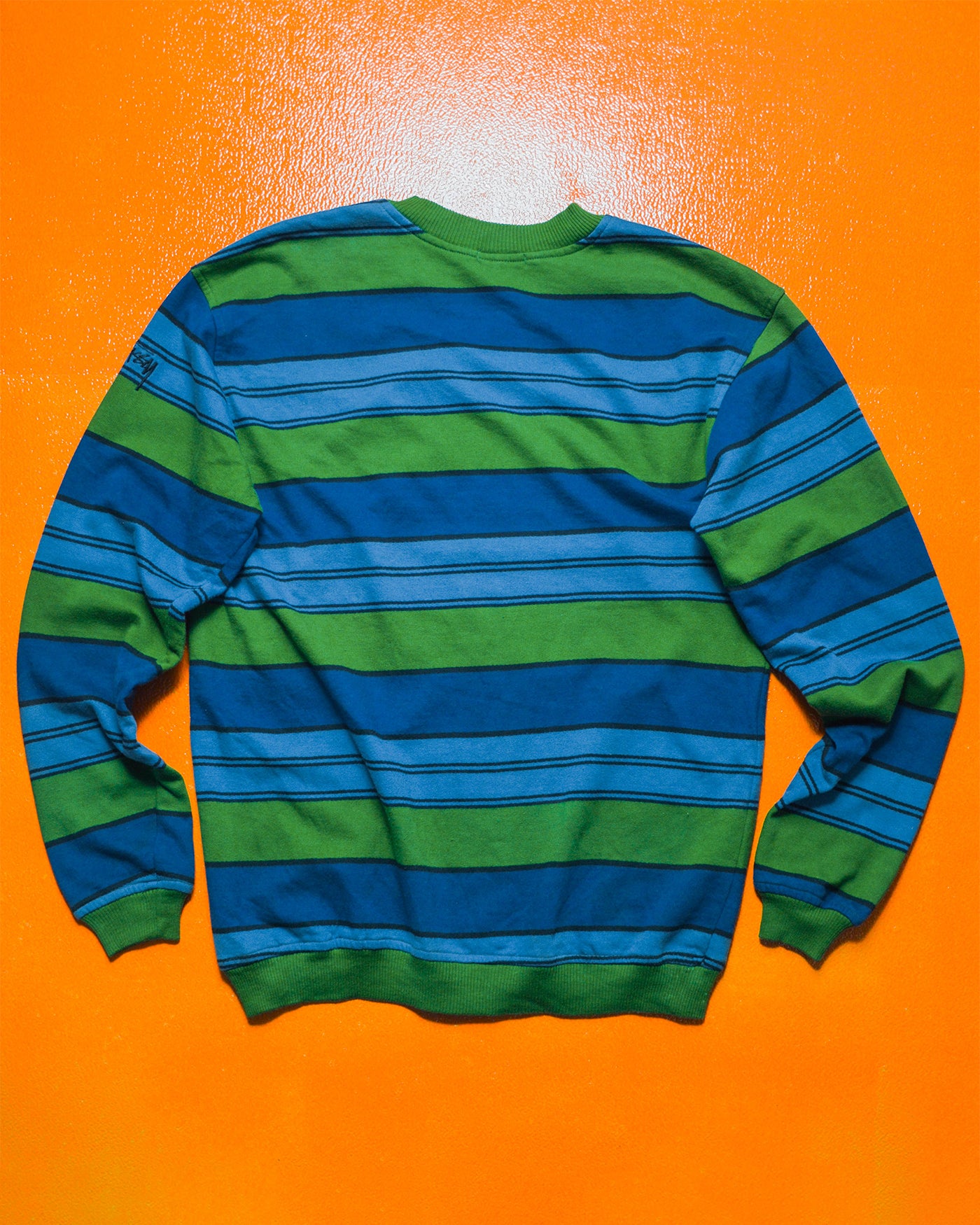 90s Blue Green Striped Jumper (L)