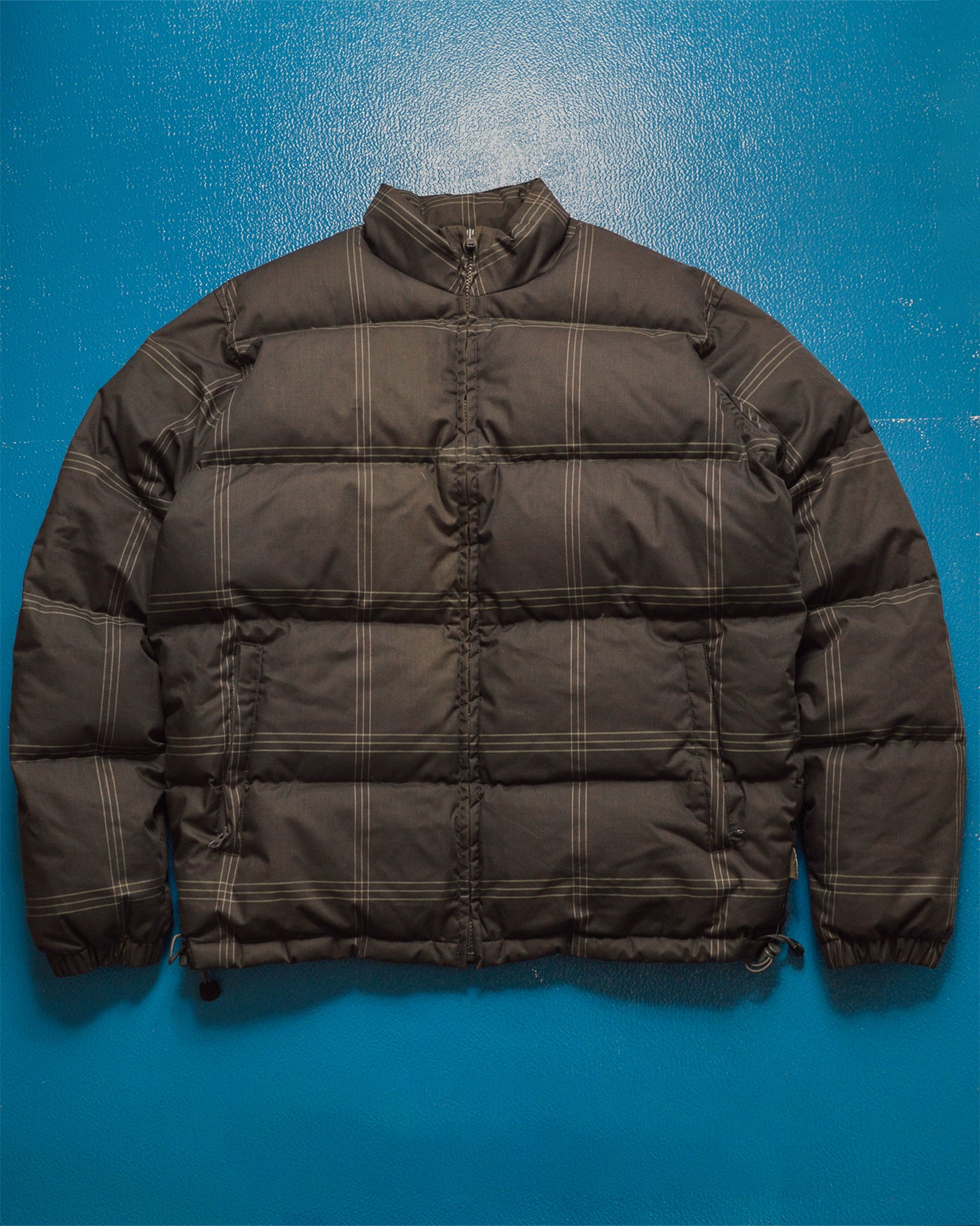Grey Brown / Mocha Micro Plaid Puffer Jacket (M&L)