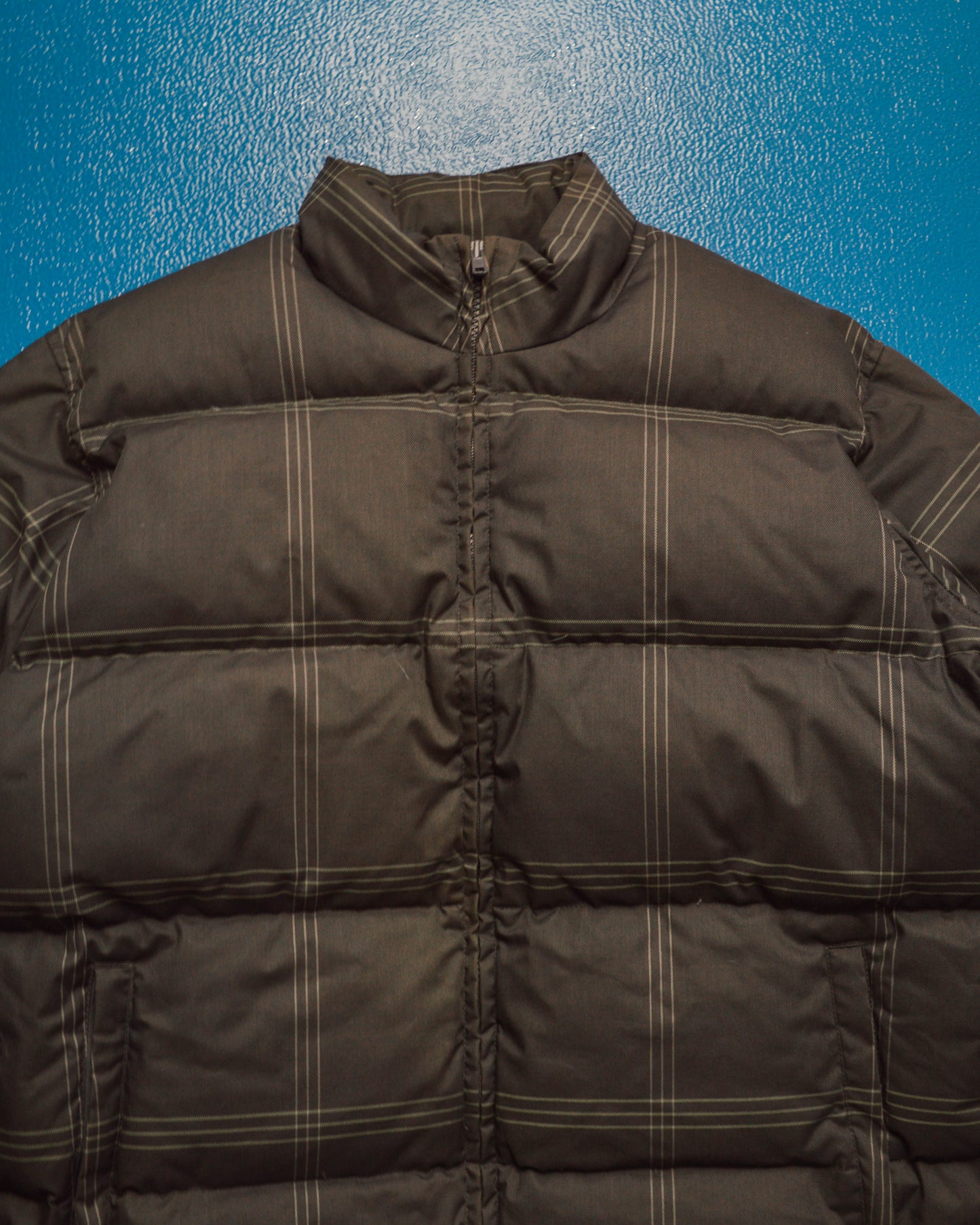 Grey Brown / Mocha Micro Plaid Puffer Jacket (M&L)