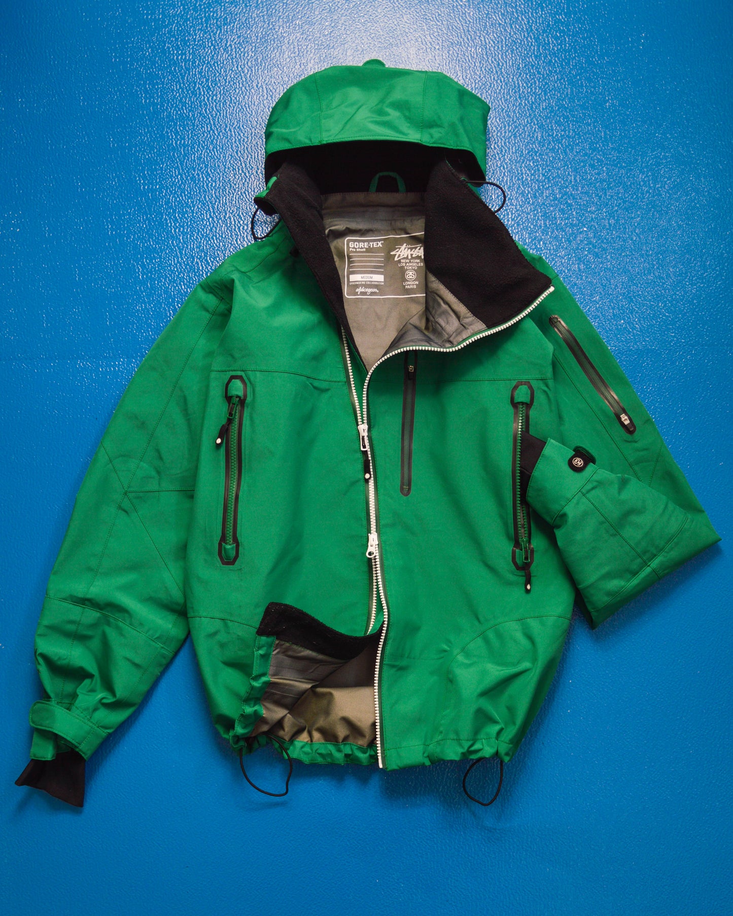 AFDICEGEAR A/W11 Green Asymmetrical Curved Zip Gore-tex Jacket (M~L)