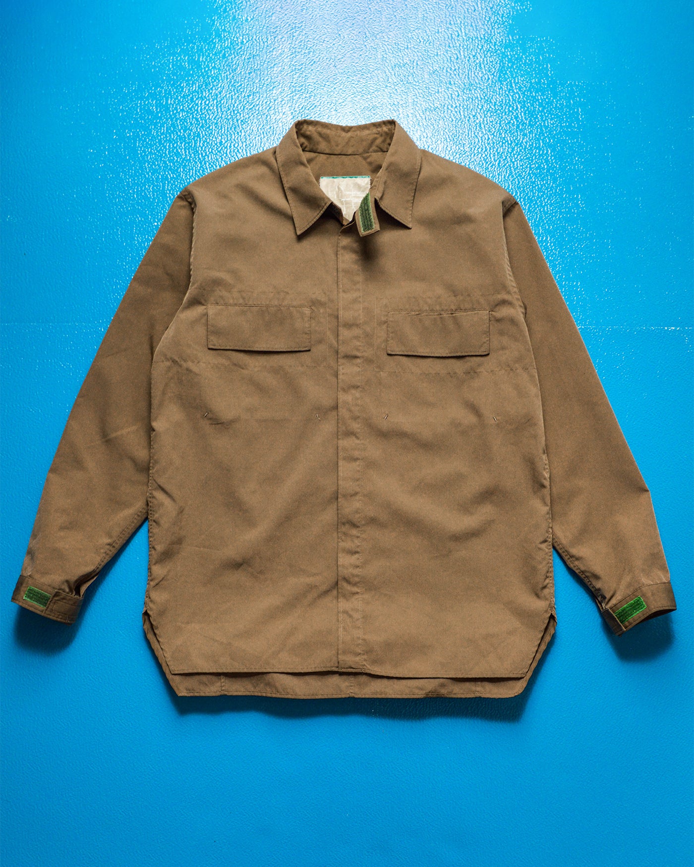 AW 1999 Ambivalence Brown / Green Minimal Mesh Lined Pocket Work Shirt (~S~)