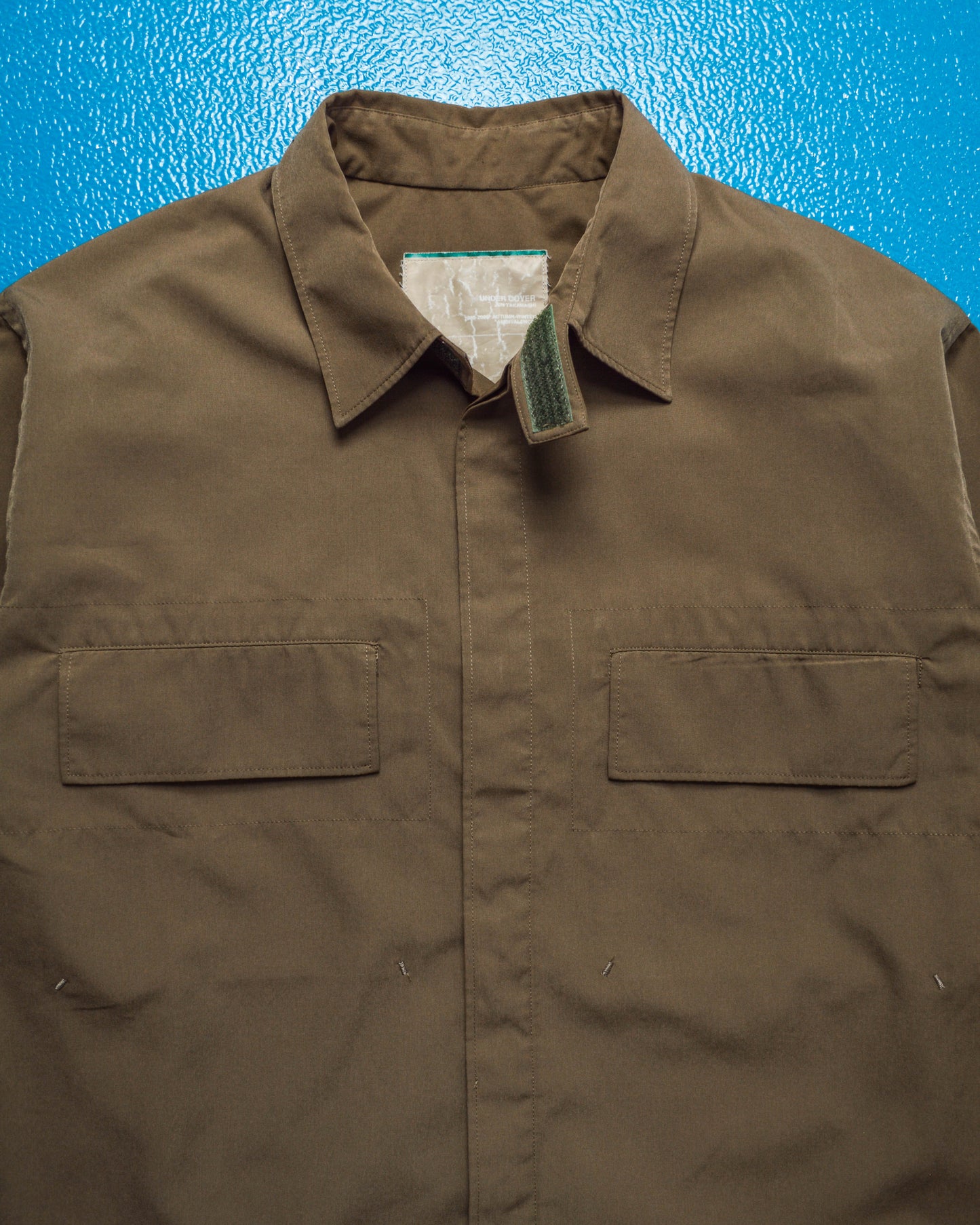 AW 1999 Ambivalence Brown / Green Minimal Mesh Lined Pocket Work Shirt (~S~)