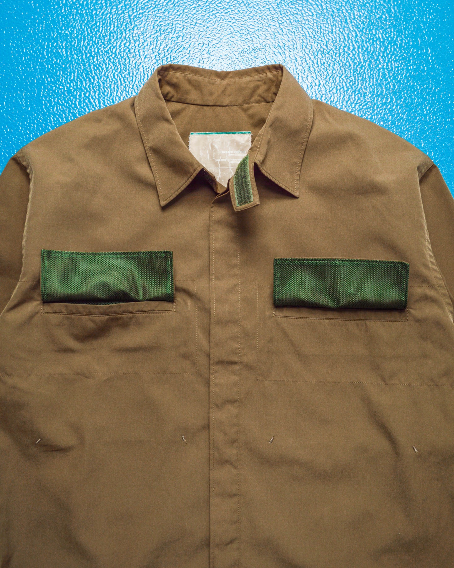AW 1999 Ambivalence Brown / Green Minimal Mesh Lined Pocket Work Shirt (~S~)