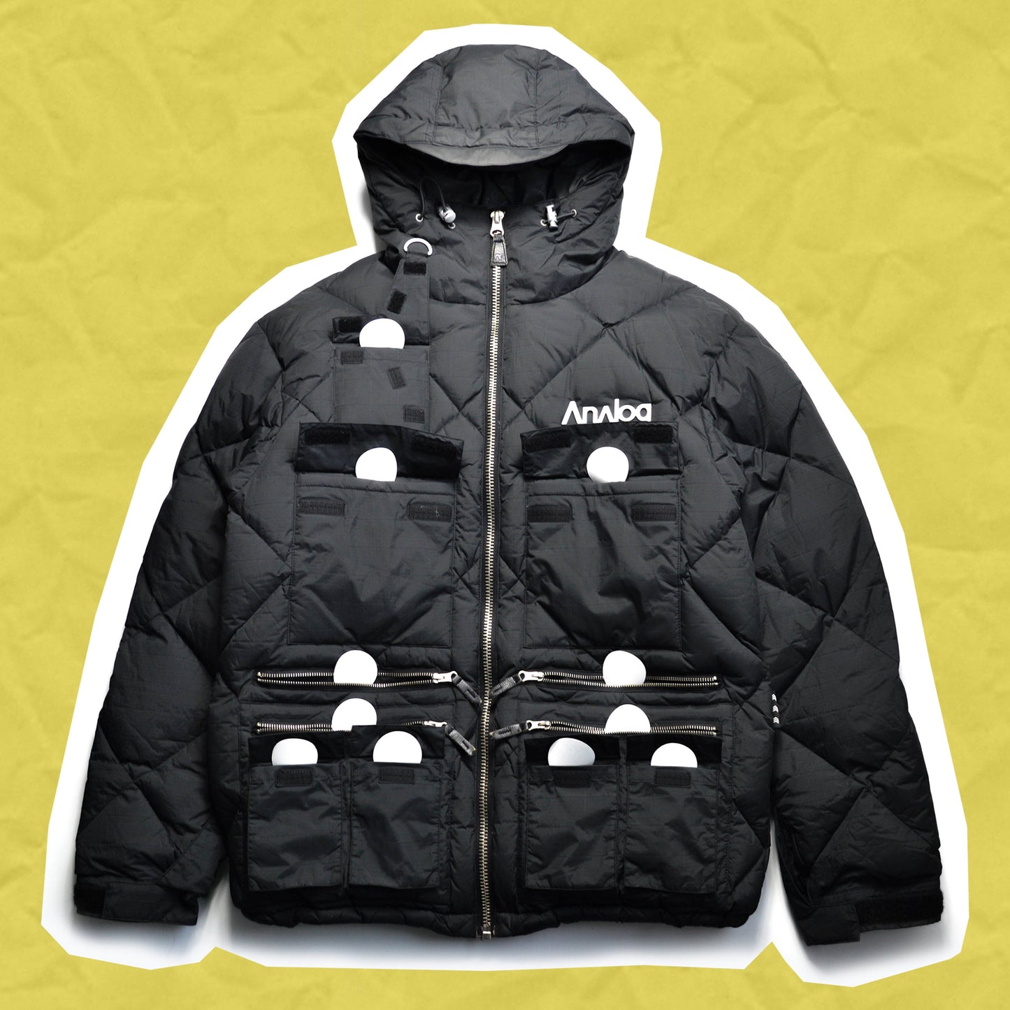 ANALOG Diamond Stitch Black Multi Pocket Puffer Jacket (L)