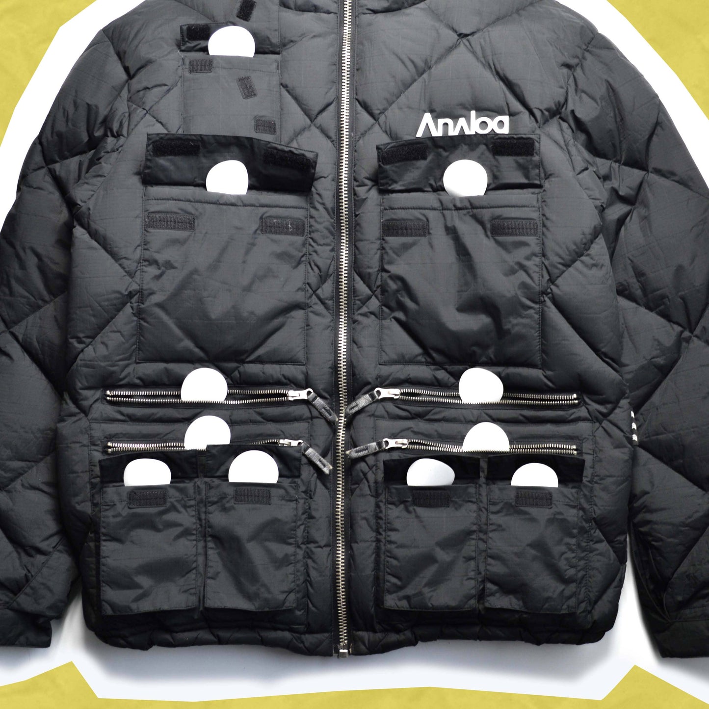 ANALOG Diamond Stitch Black Multi Pocket Puffer Jacket (L)