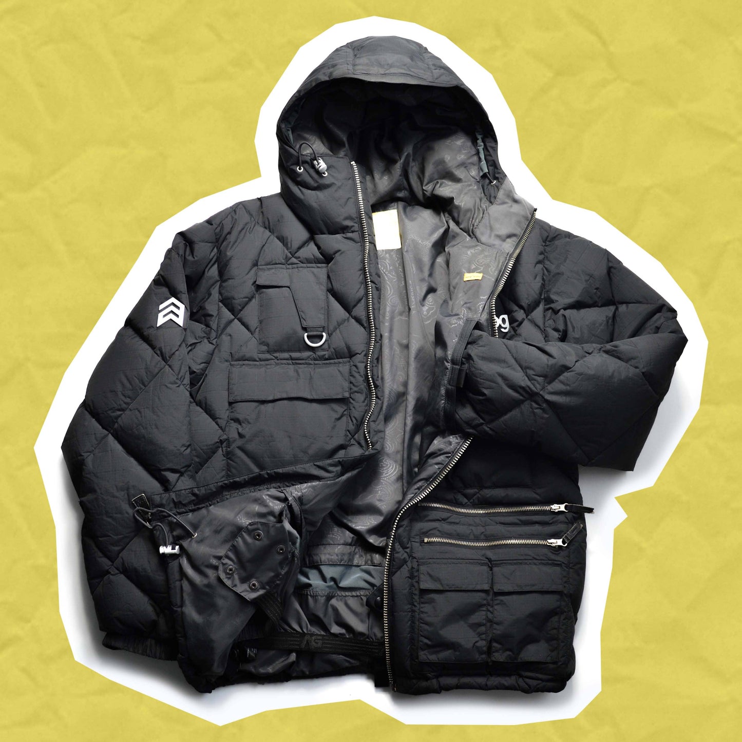 ANALOG Diamond Stitch Black Multi Pocket Puffer Jacket (L)