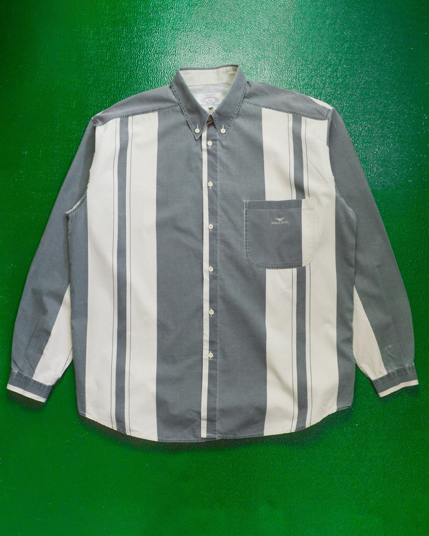 armani 90s Exaggerated Wide Vertical Striped Shirt (XL~XXL)