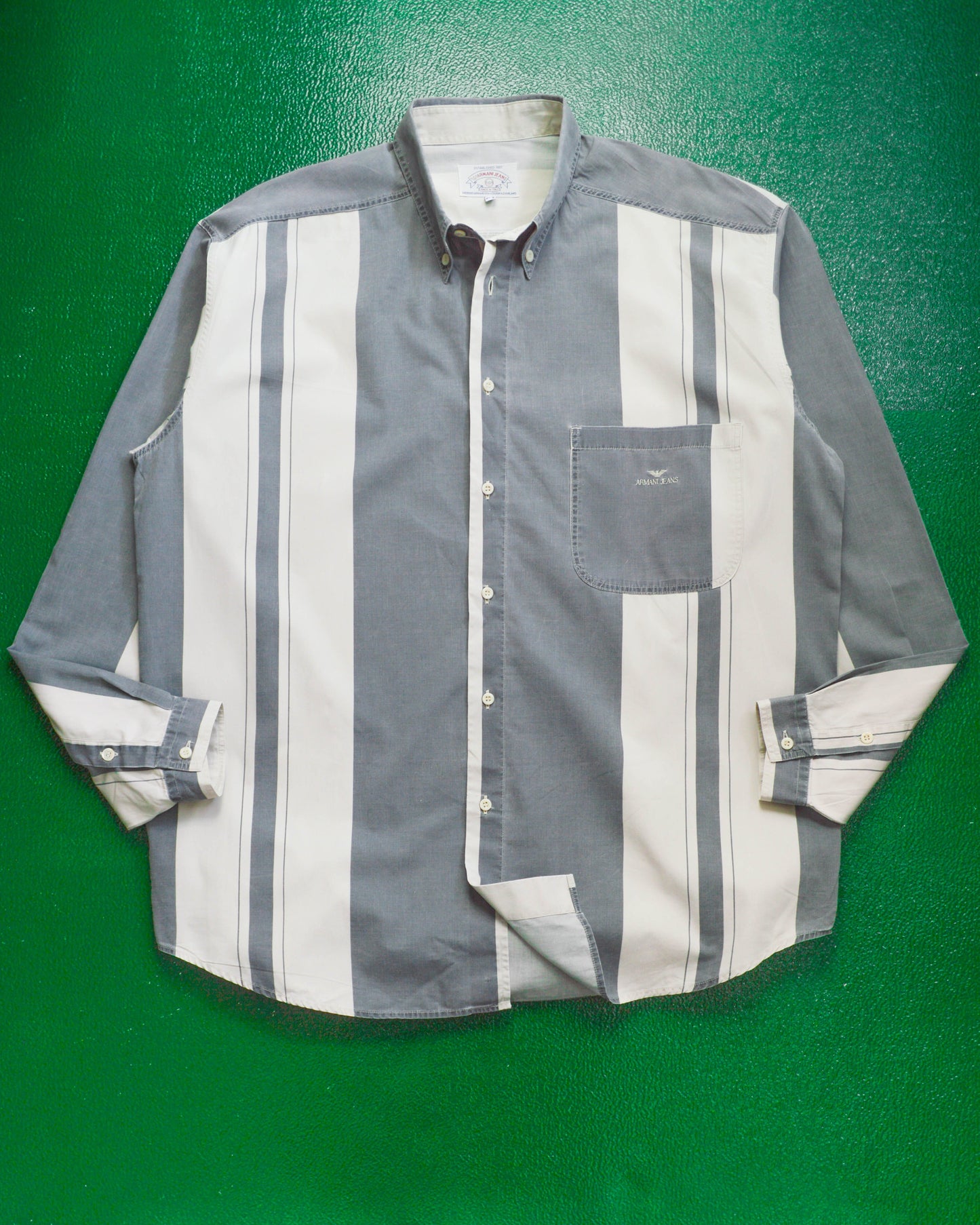 armani 90s Exaggerated Wide Vertical Striped Shirt (XL~XXL)