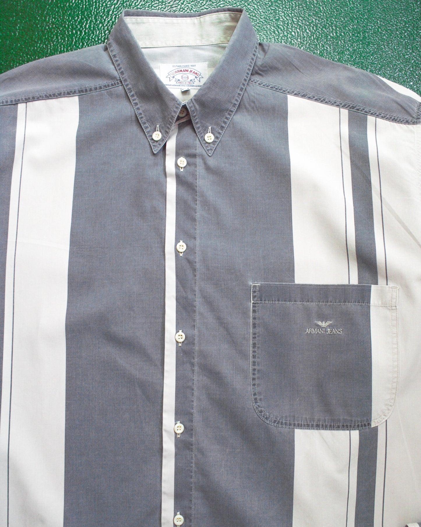 armani 90s Exaggerated Wide Vertical Striped Shirt (XL~XXL)