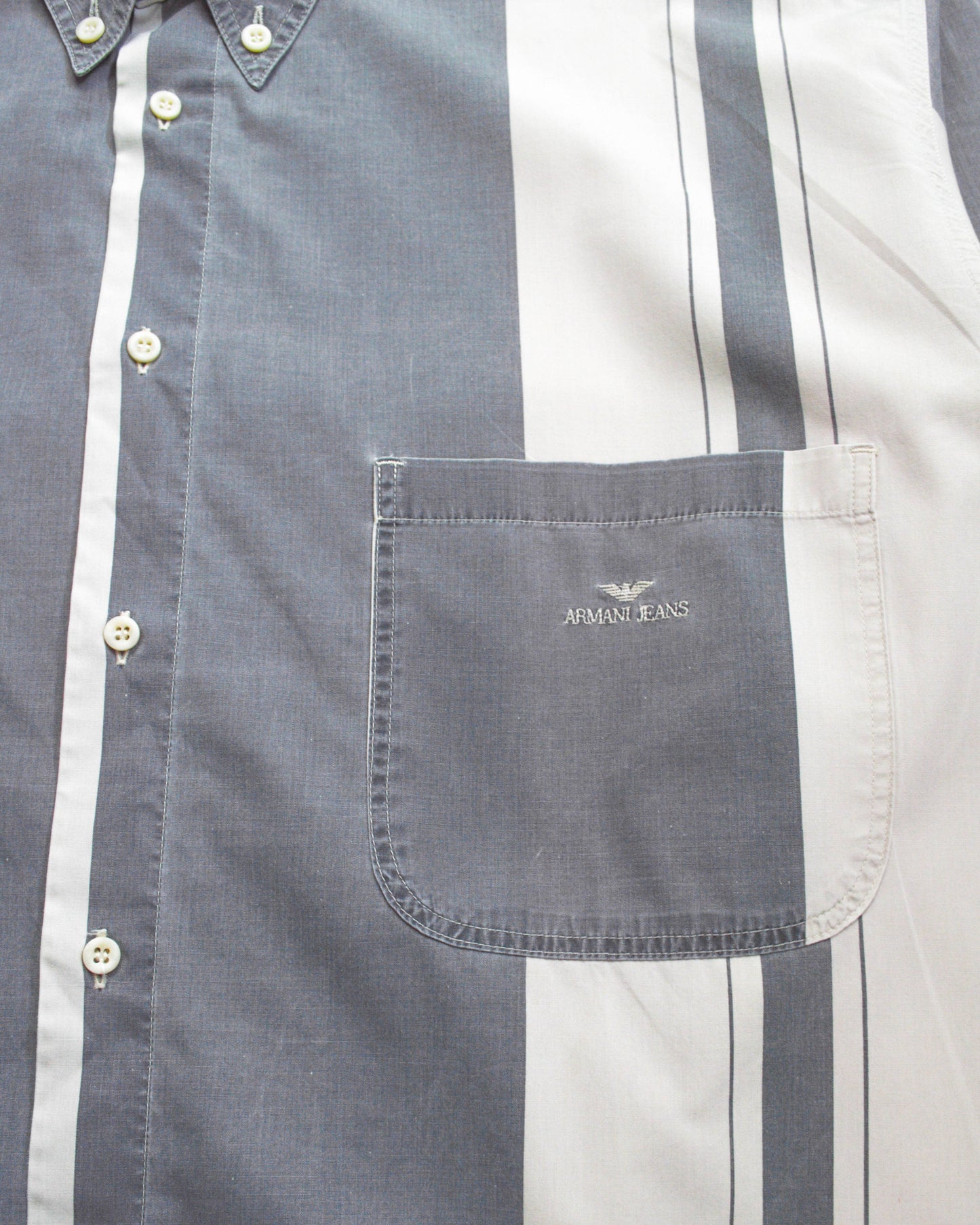 armani 90s Exaggerated Wide Vertical Striped Shirt (XL~XXL)