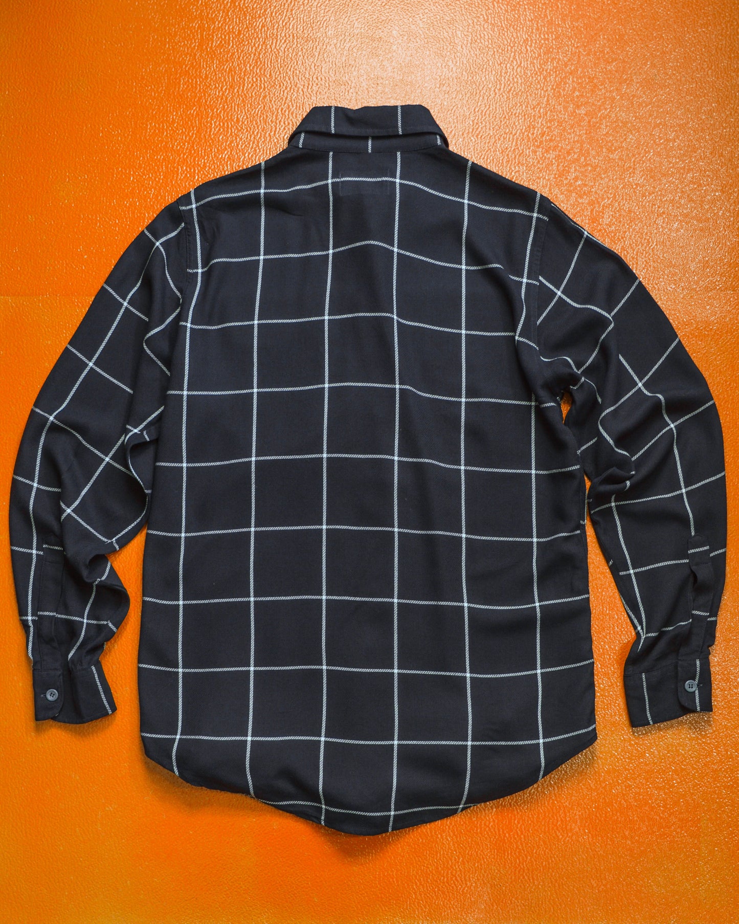 Armani 90s Navy Grid Lightweight Rayon Shirt (M~L)