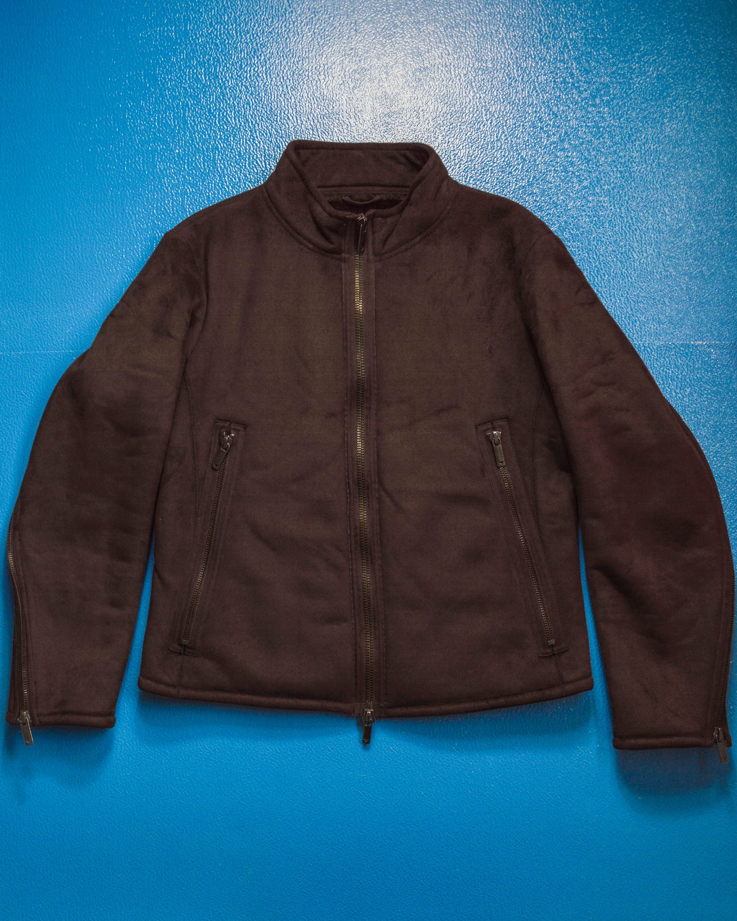 Armani Deep Brown Faux Suede / Fur Lined Carry Strap Jacket (~M~)